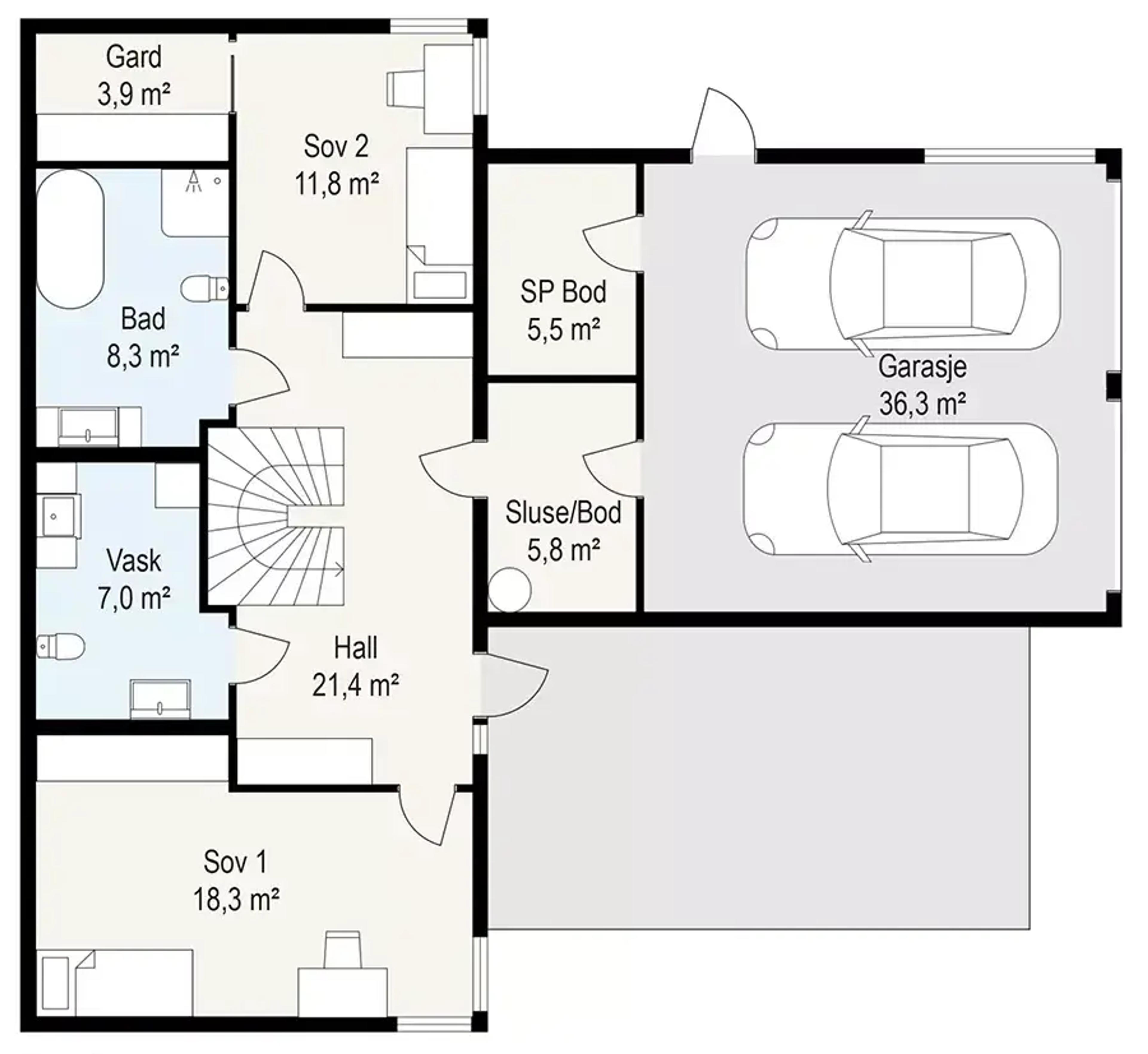 Systemhus Sortland plantegning underetasje