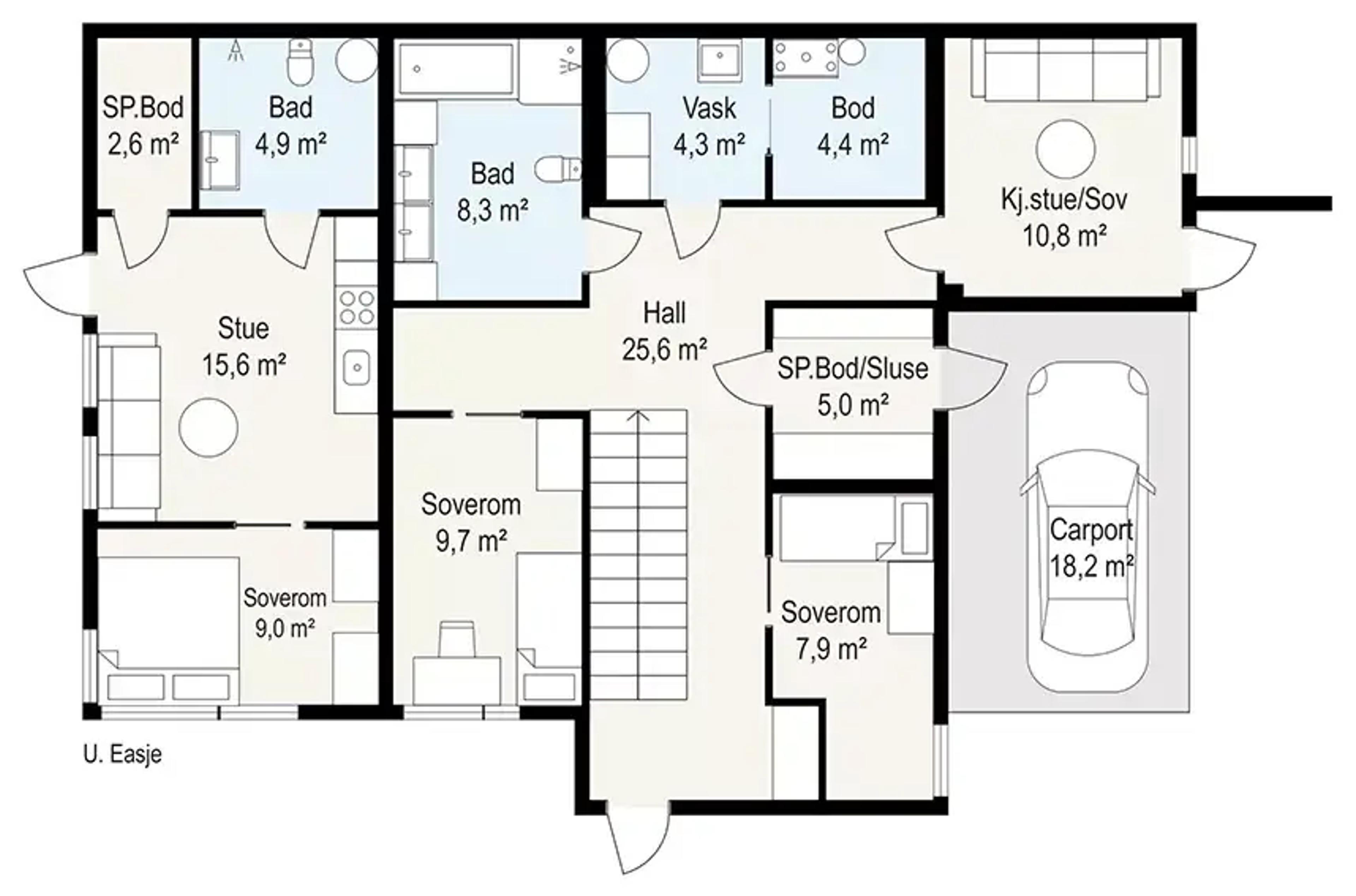 Systemhus Gausel plantegning 2D underetasje