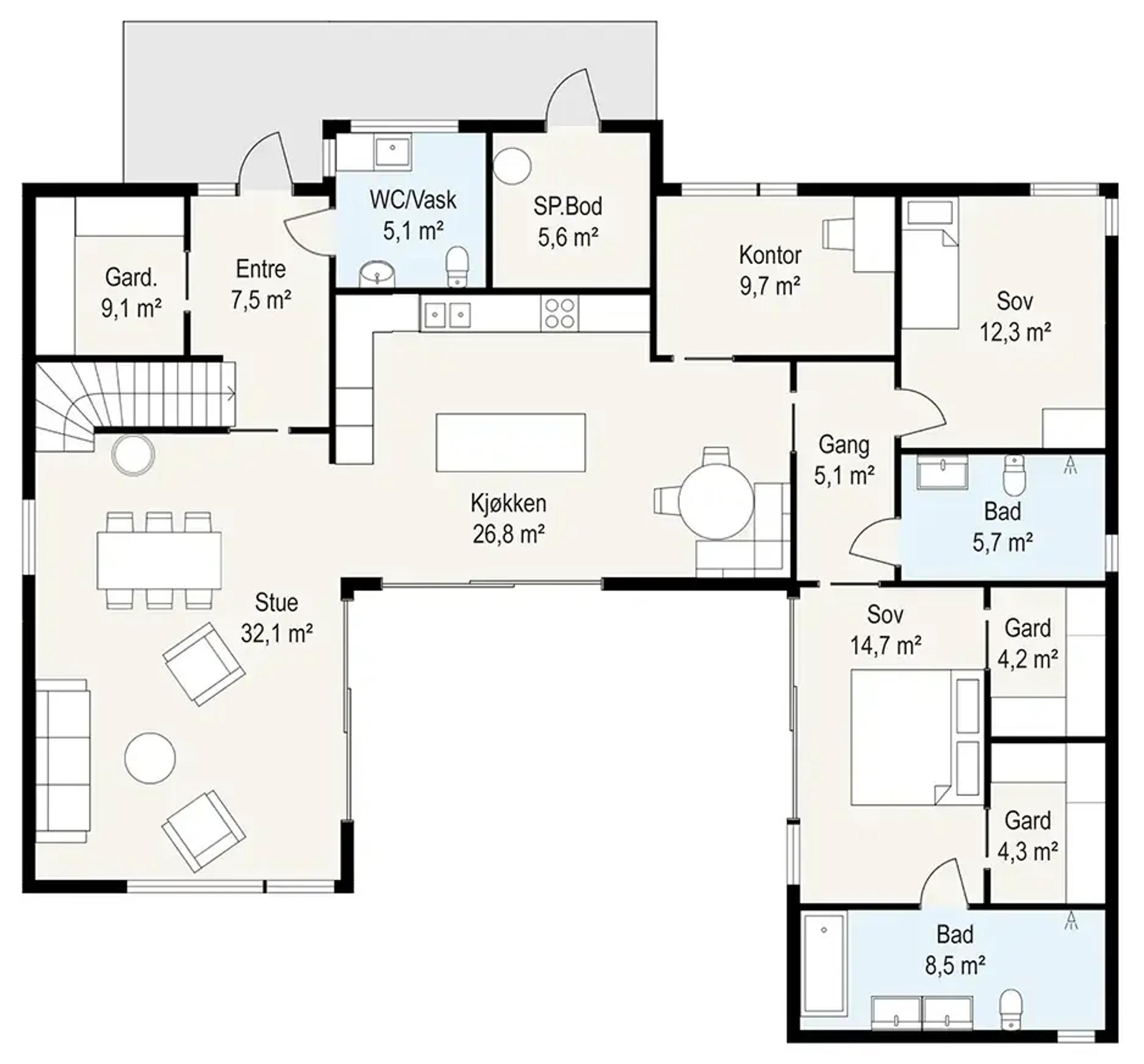 Systemhus Høvik 2 plantegning 2D målsatt første etasje