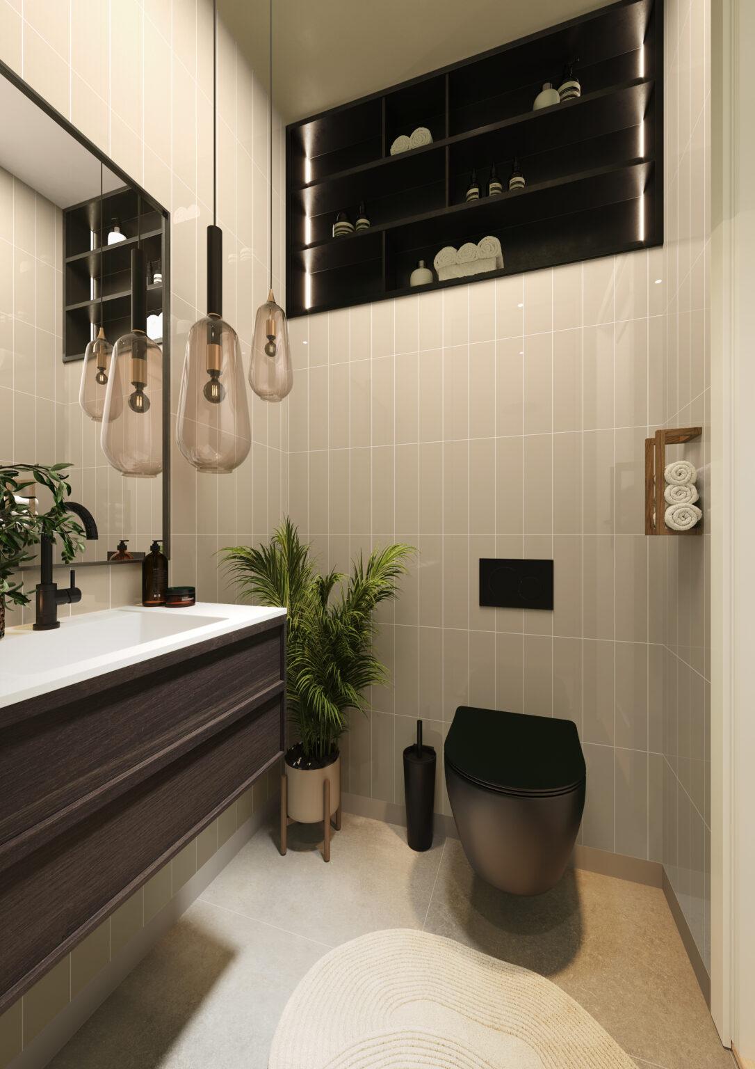 Beige baderomsplater fra Fibo