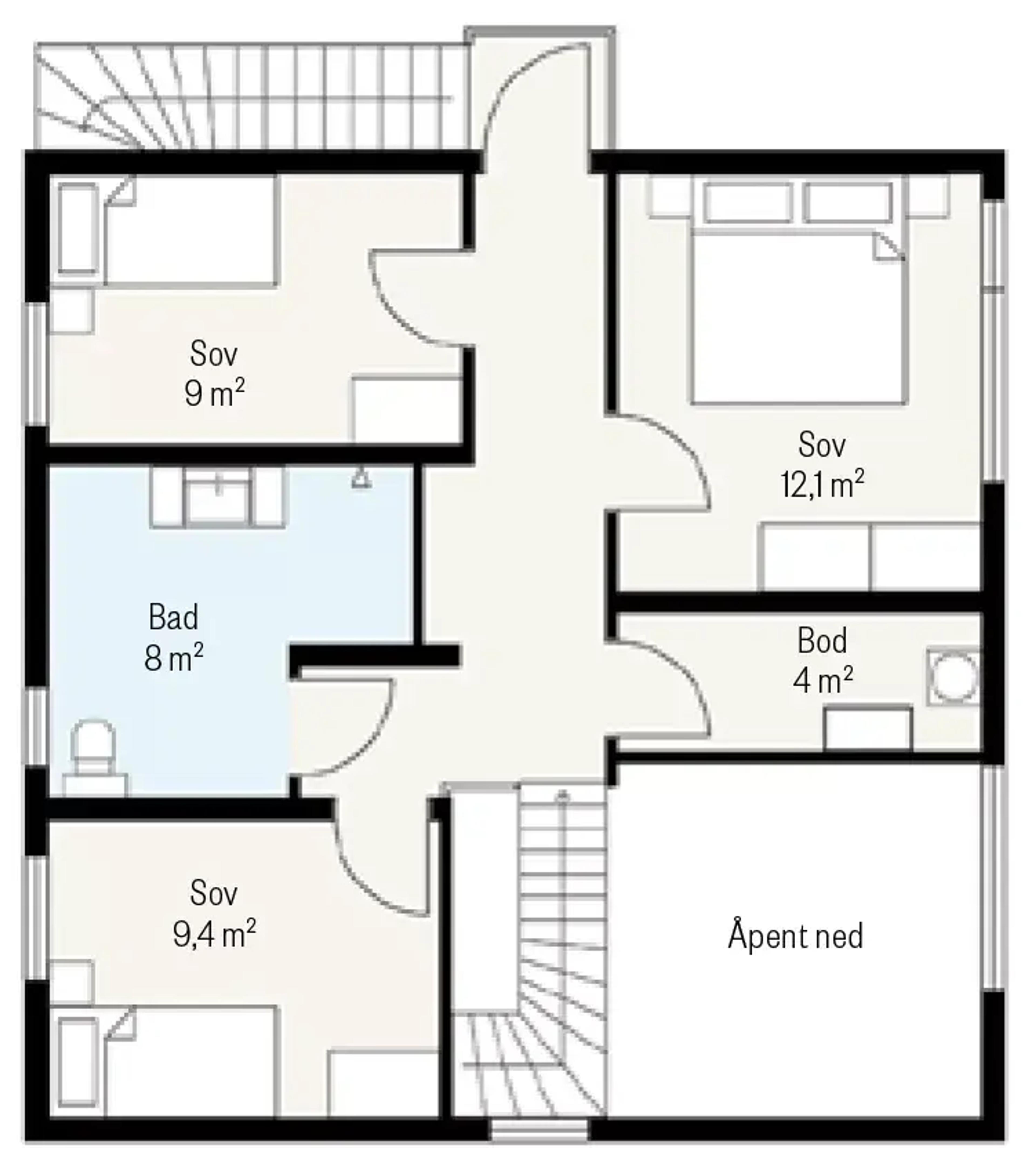 Cubo plantegning 2D andre etasje