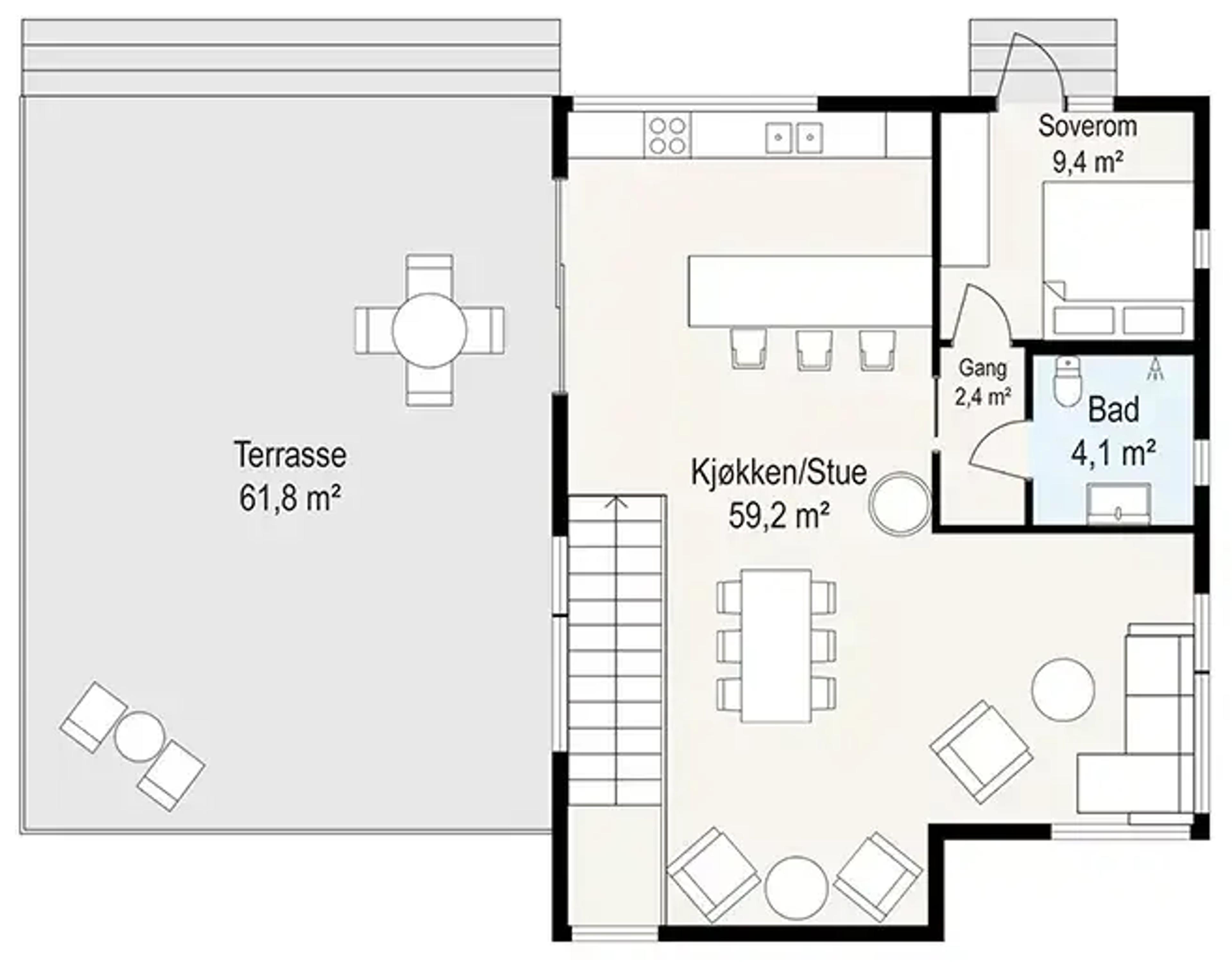 Systemhus Gausel plantegning 2D første etasje