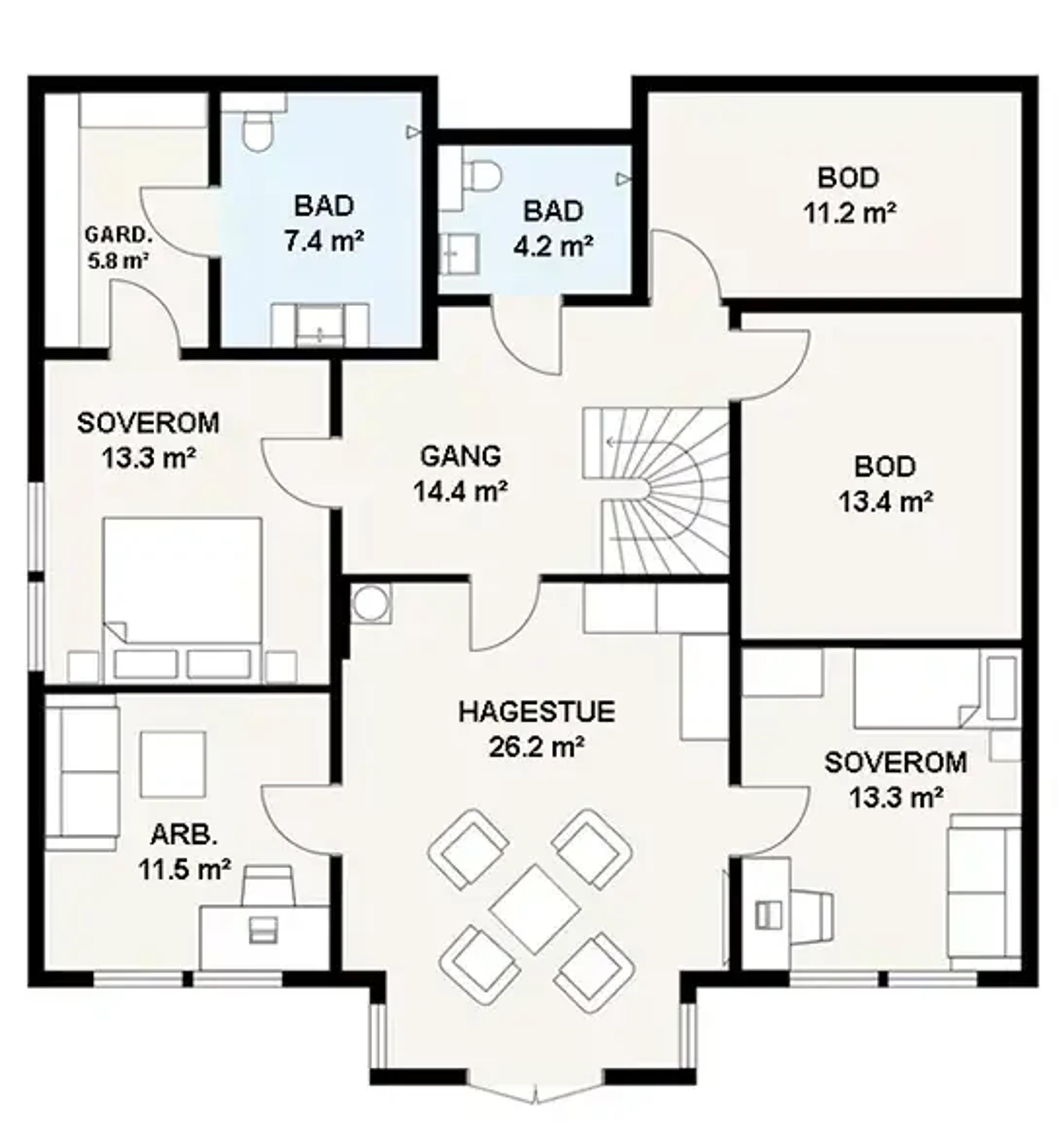 Systemhus Aurora plantegning 2D underetasje