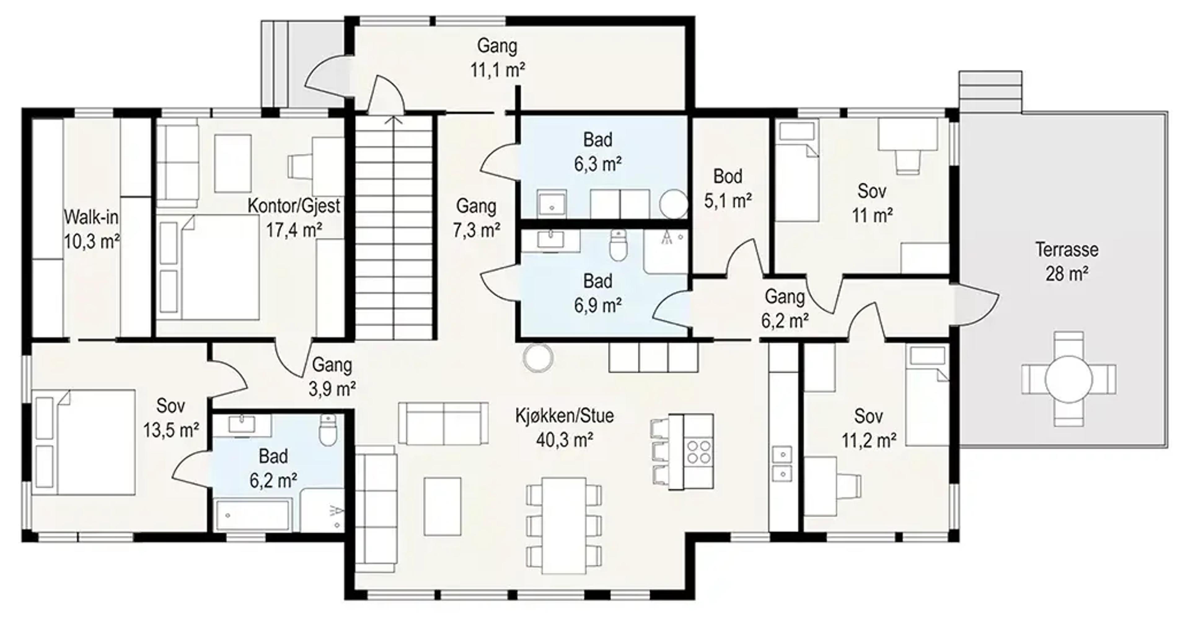 Systemhus Hovden plantegning 2D målsatt første etasje