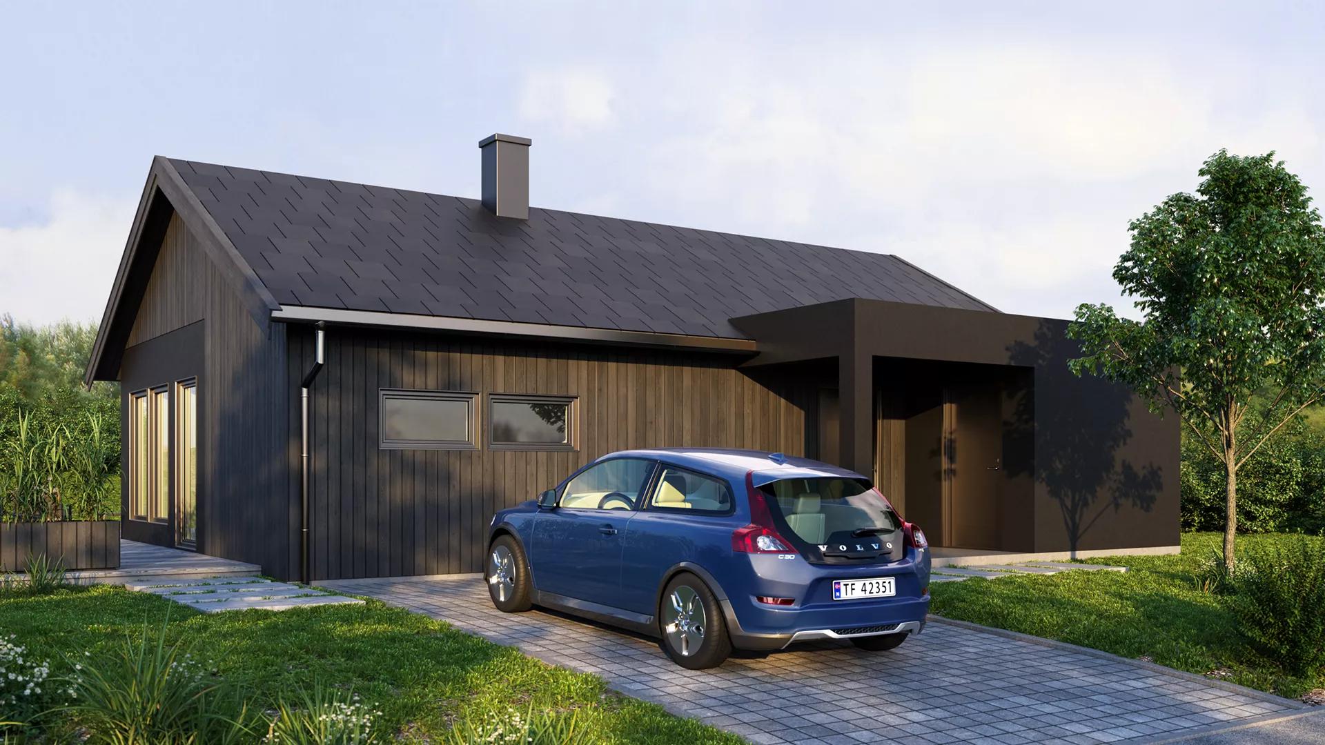 Moderne hus på ett plan inngang