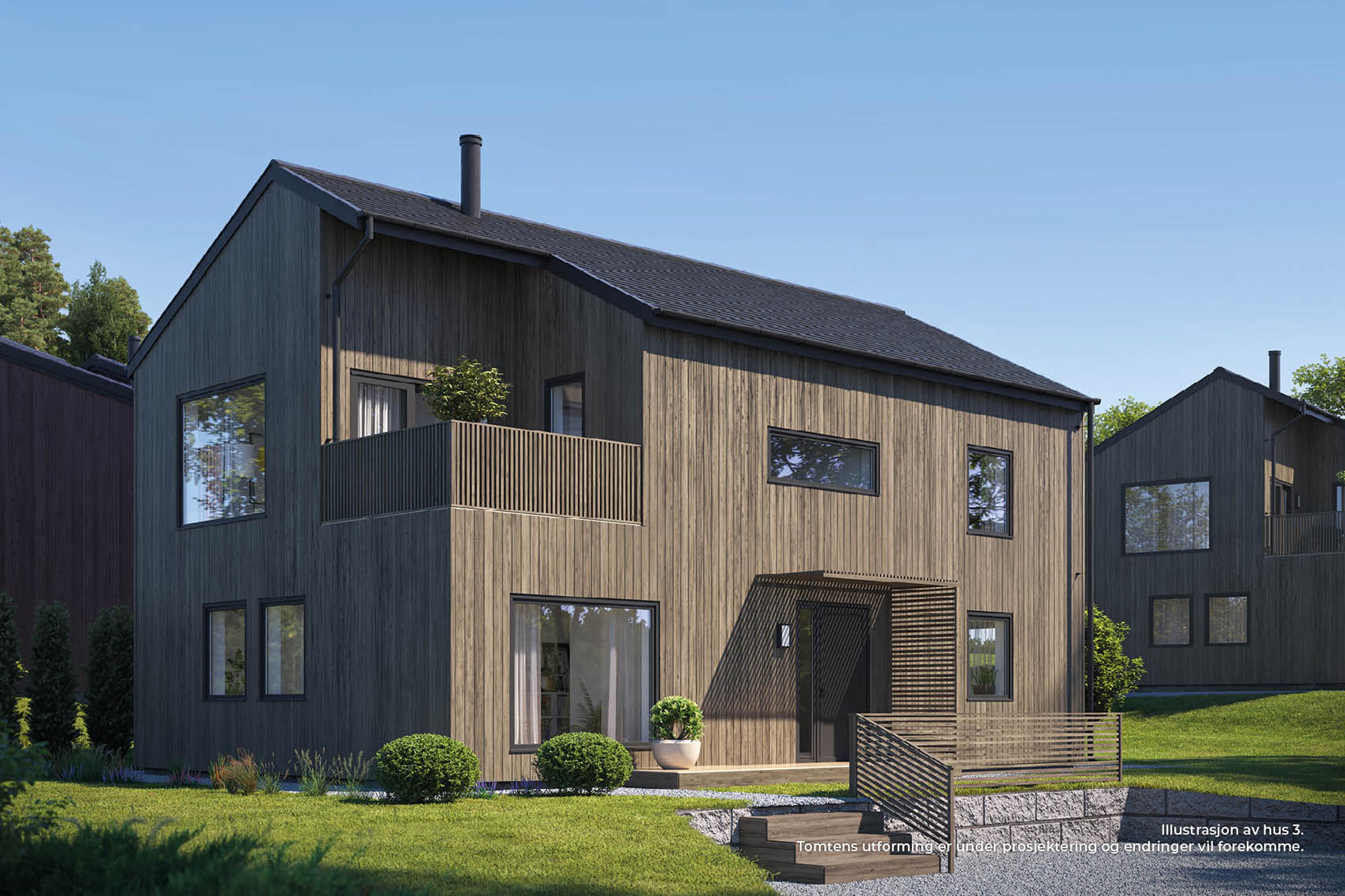 Illustrasjon av Hus 4 i Finnbråtalia i Eidsvoll