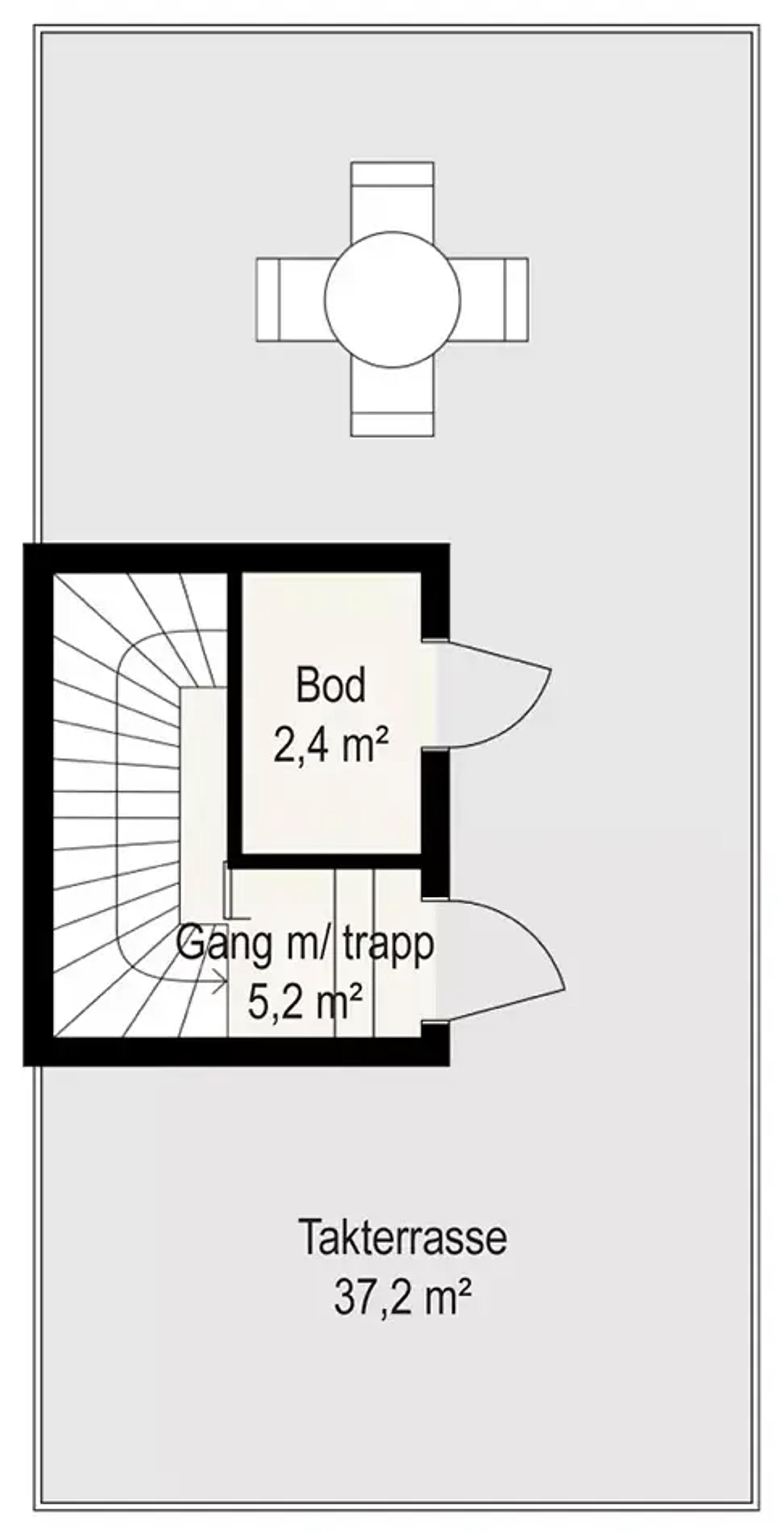 Systemhus Oslo plantegning 2D takterrasse