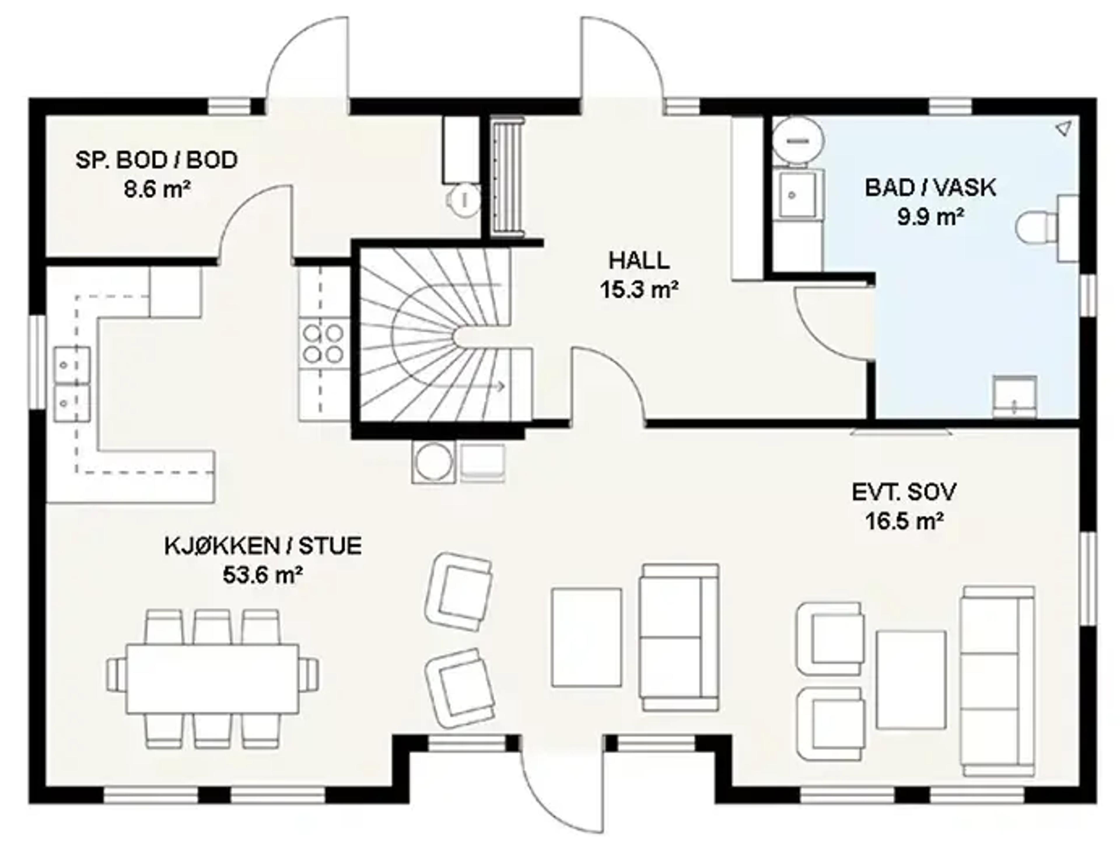 Ekeberg fra Systemhus plantegning første etajse