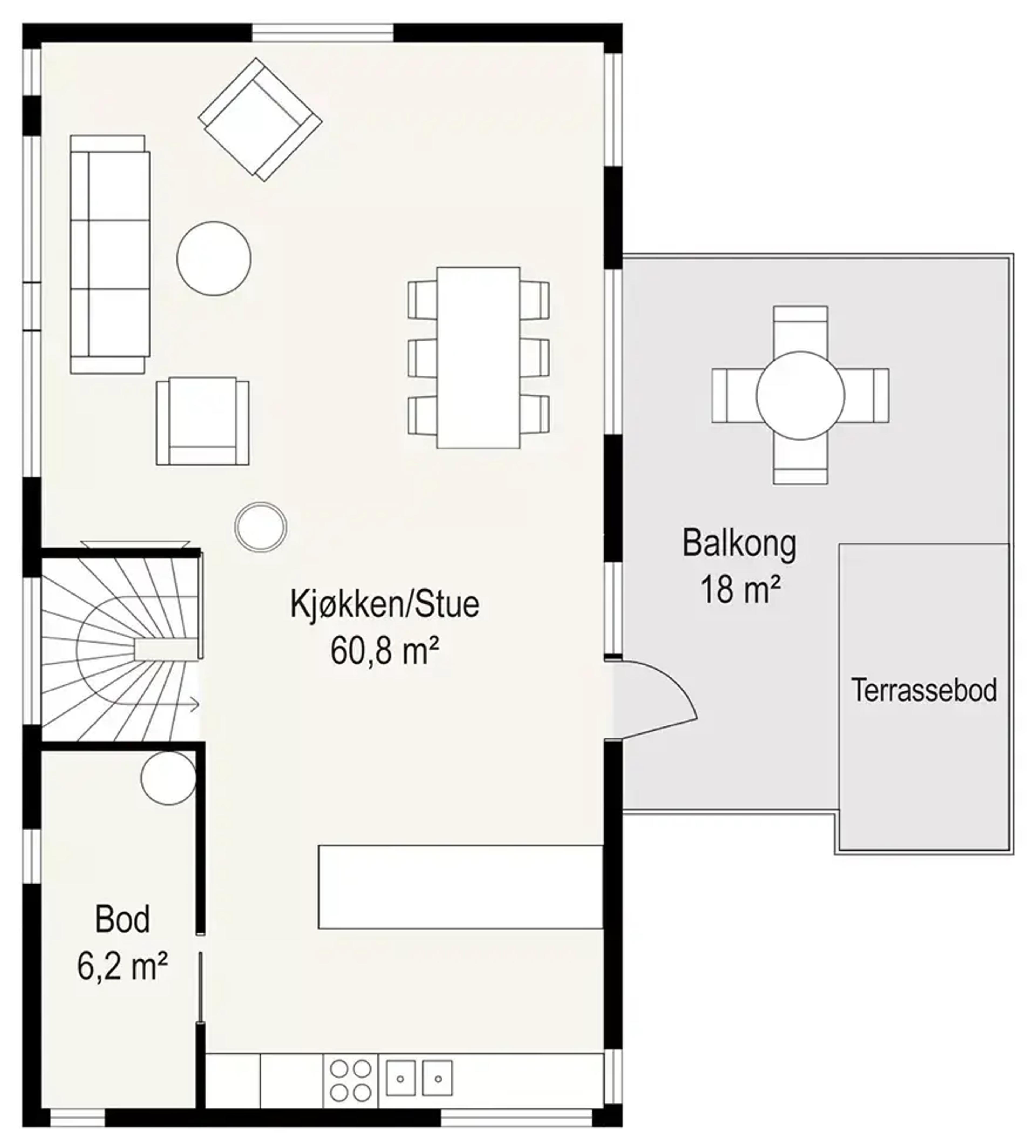 Systemhus Trend plantegning 2D med mål andre etasje