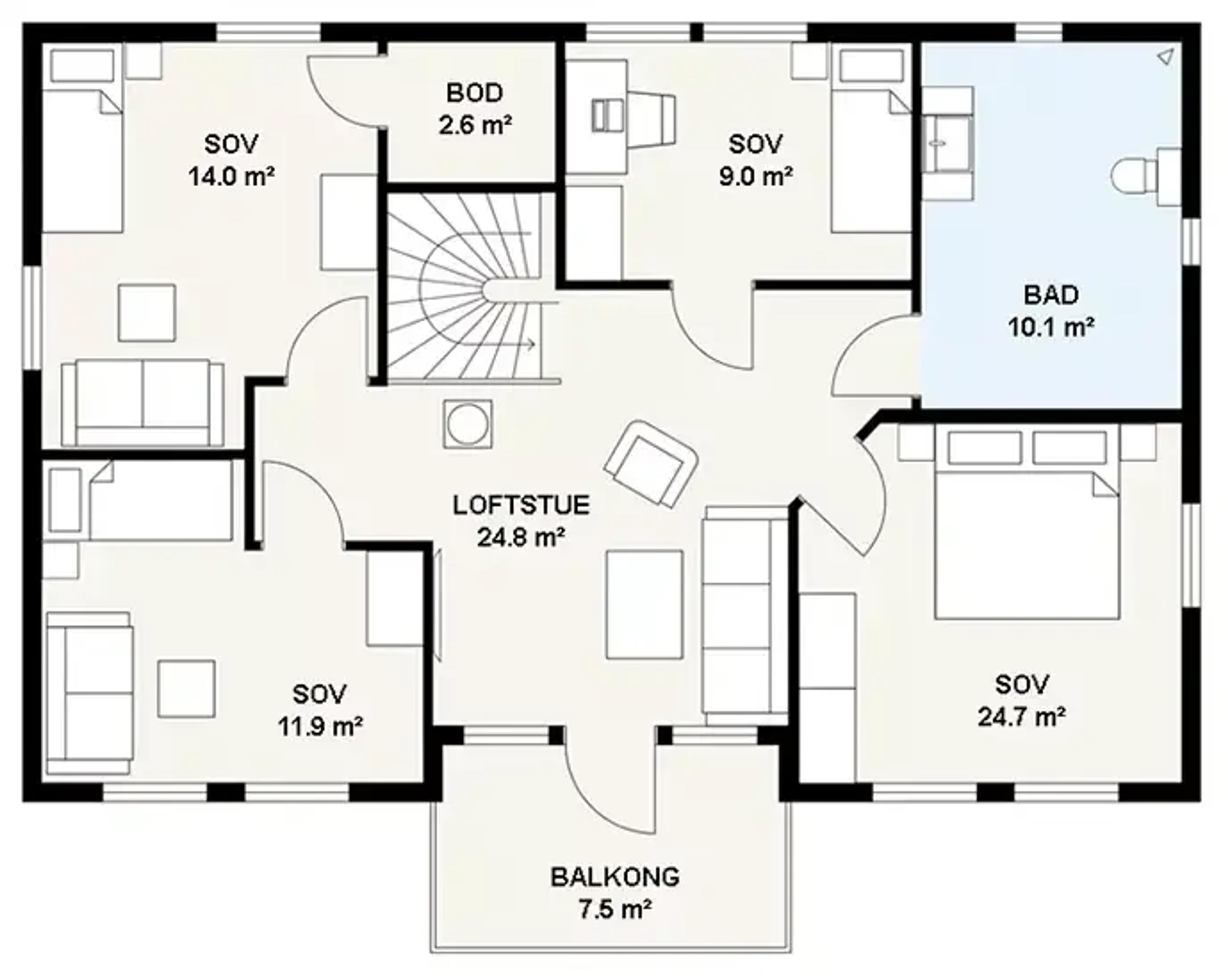 Andre etasje plantegning Ekeberg fra Systemhus