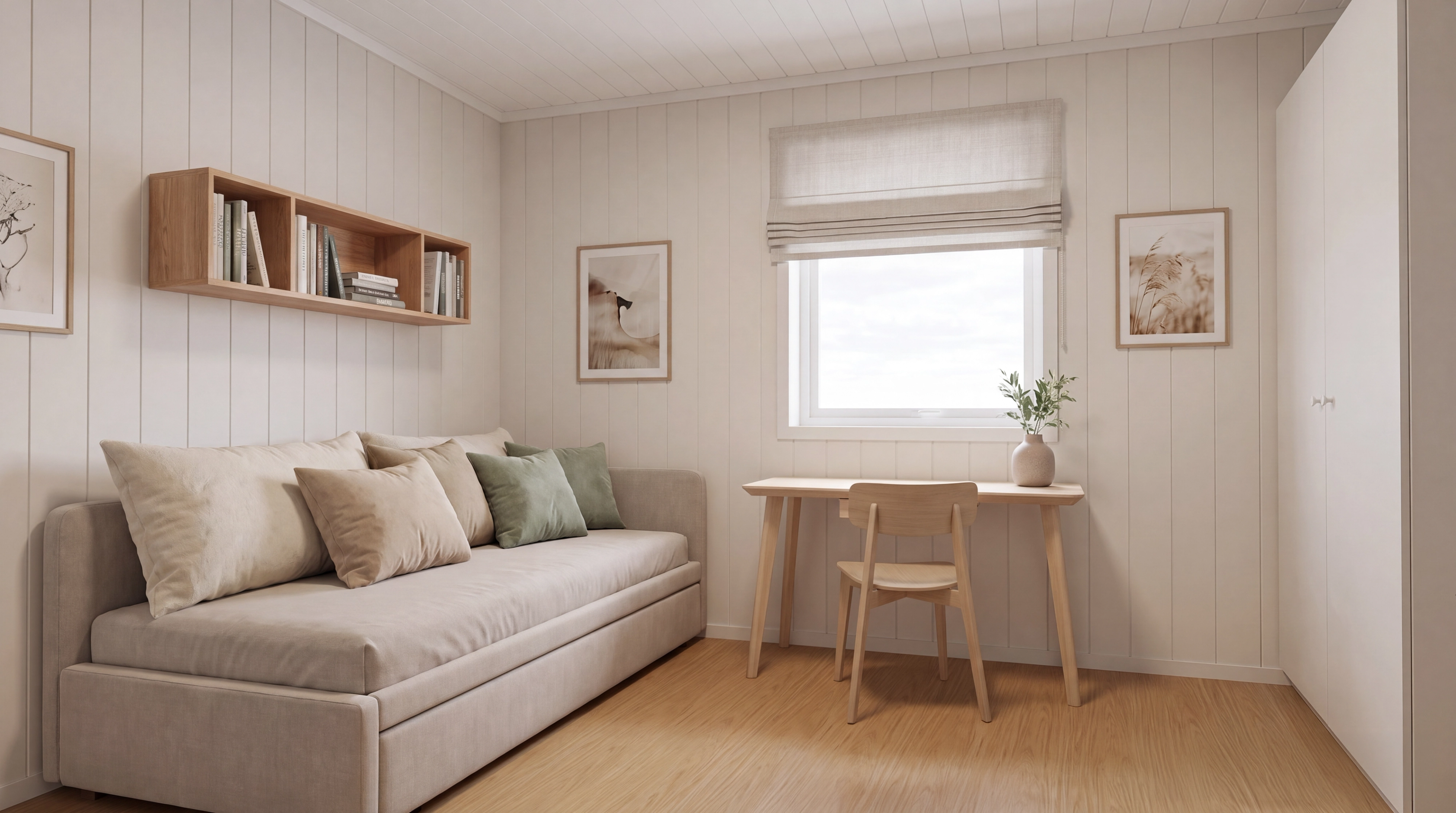 Gjesterom med sofa og skrivebord Ljålia