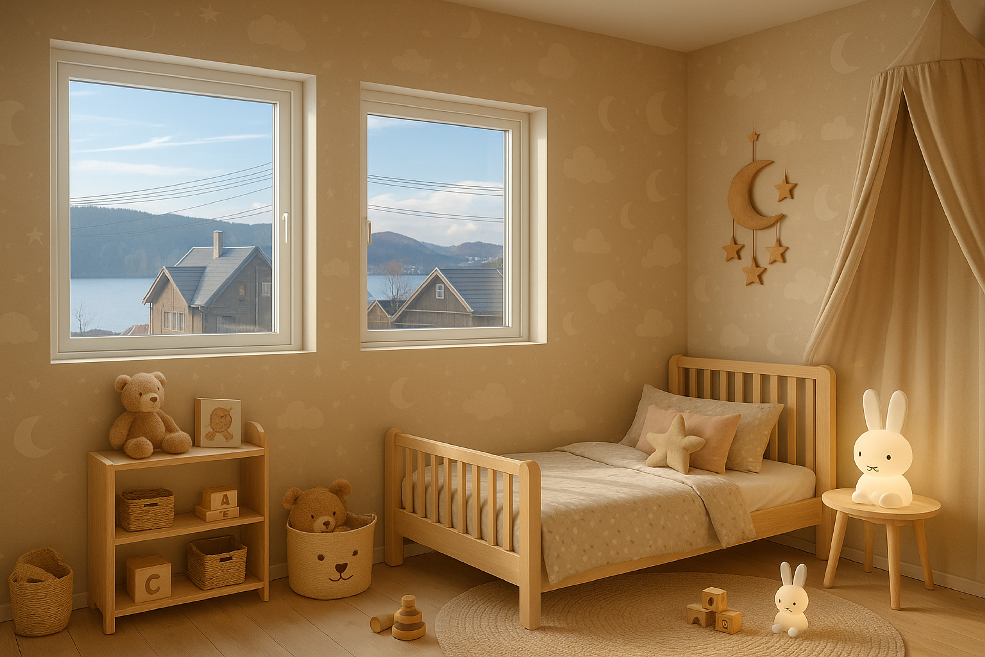 Det er to barnesoverom oppe i 2.etasje