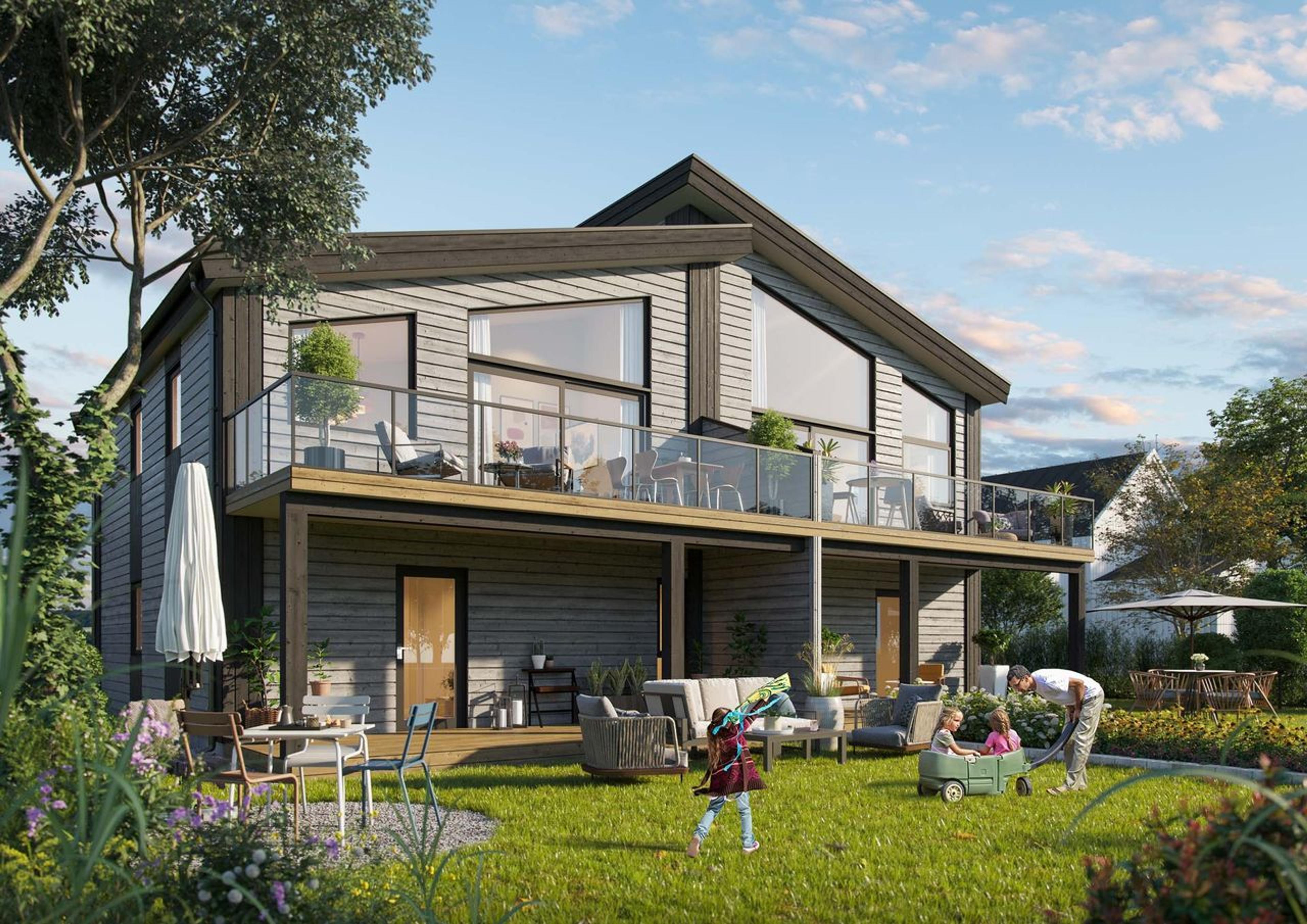 En tomannsbolig med skråtak