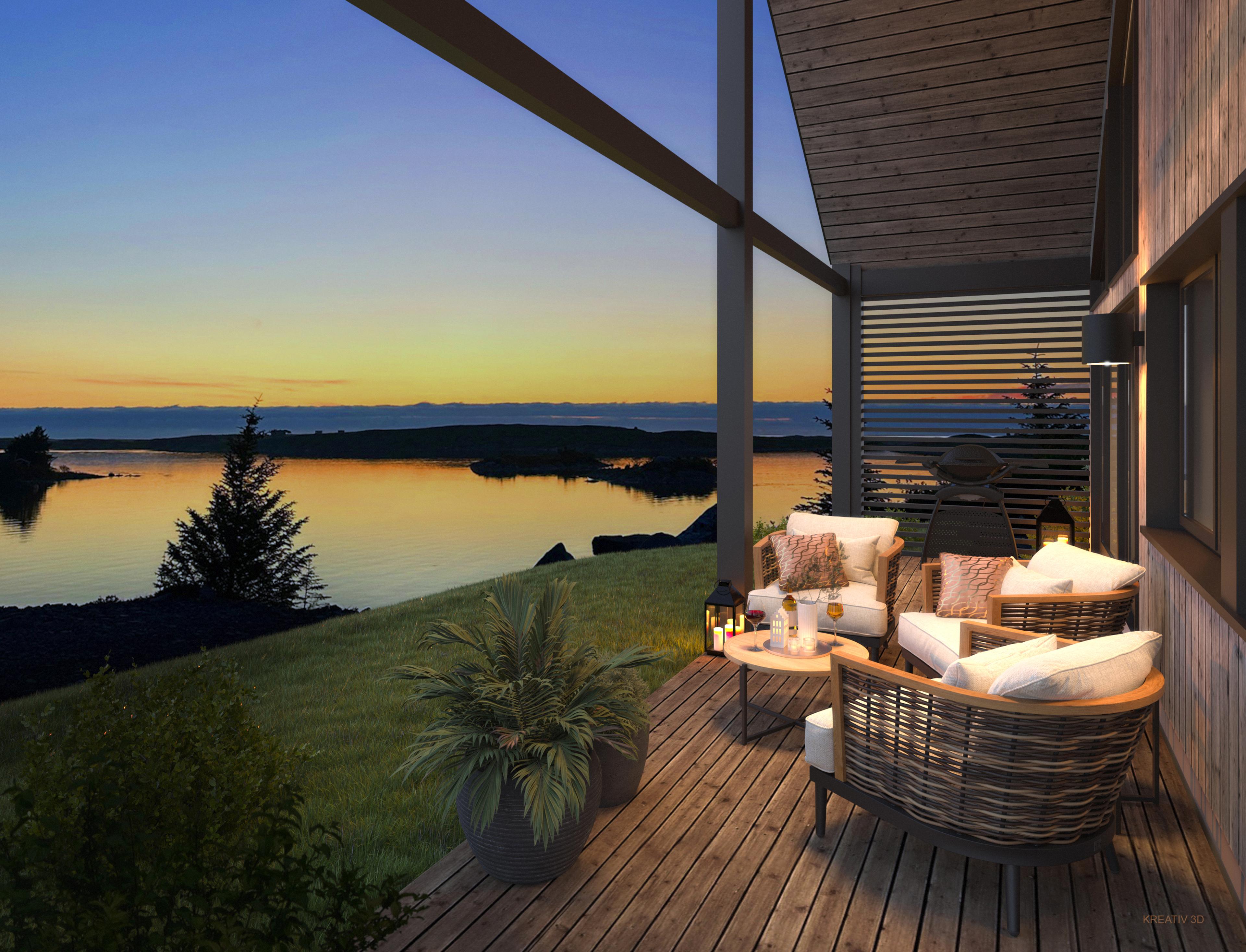 Nyt de vakre solnedgangene fra terrassen din 