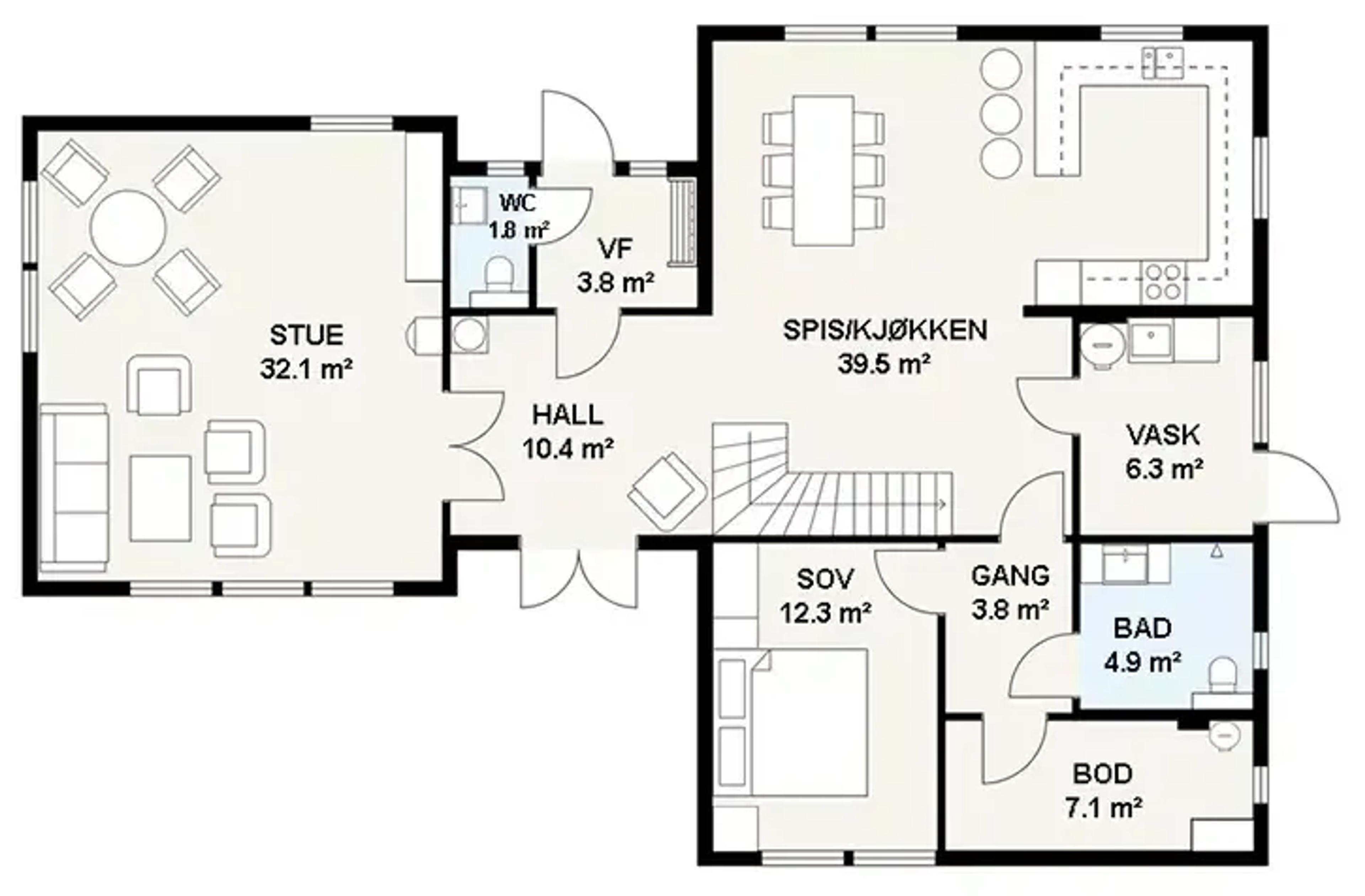 Første etasje i Bjørkeng fra Systemhus