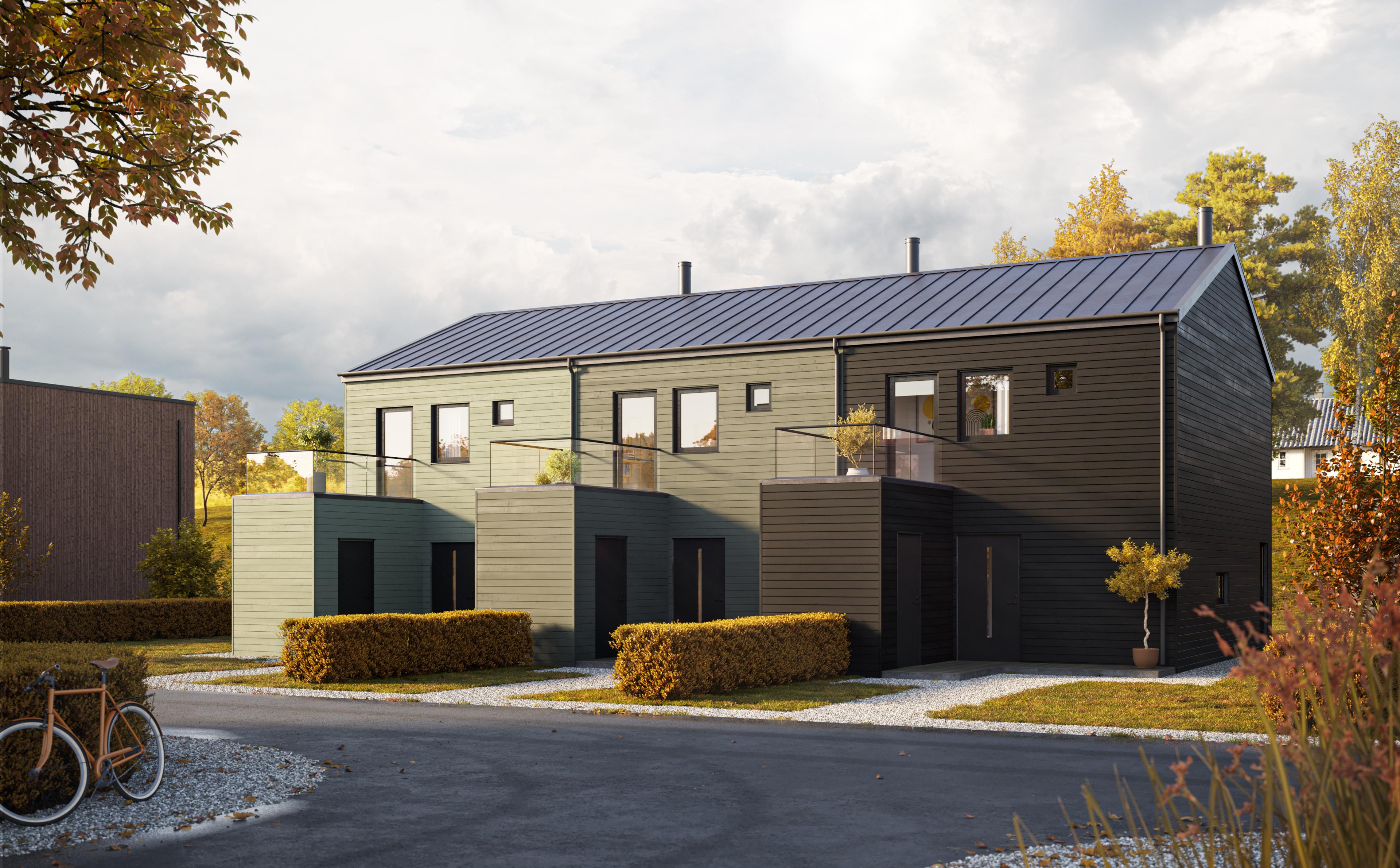 Fasade inn mot planlagt tun (illustrasjon)