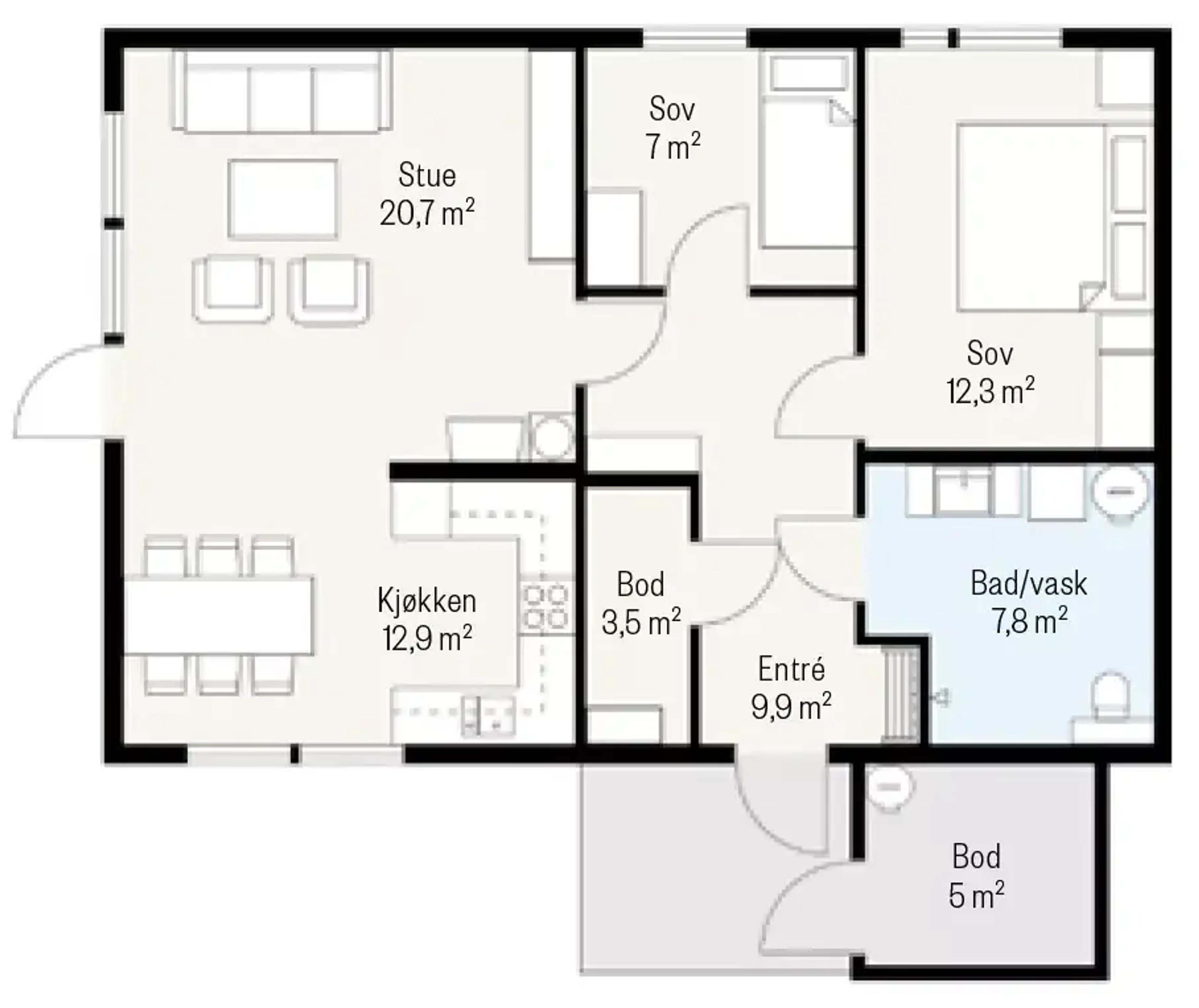 Miljøko på ett plan plantegning fra Systemhus