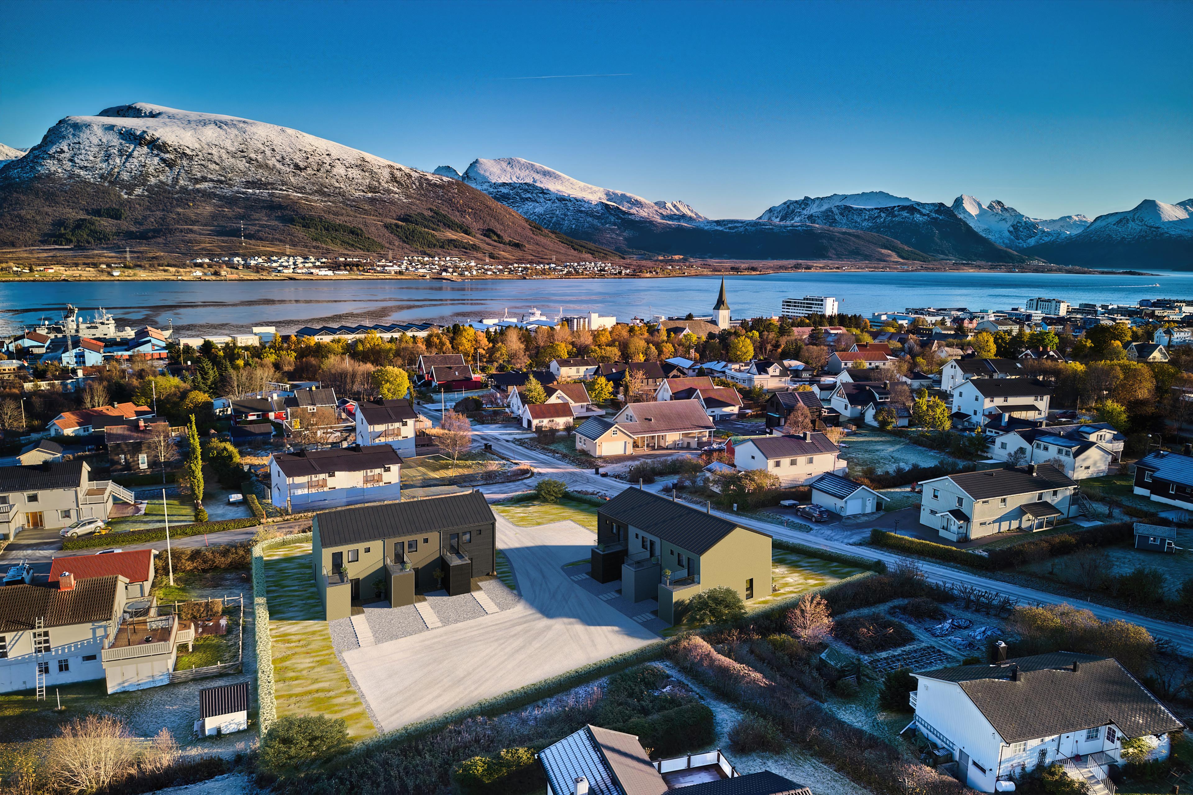 Sentrumsnært i hjerte av Sortland (illustrasjon)