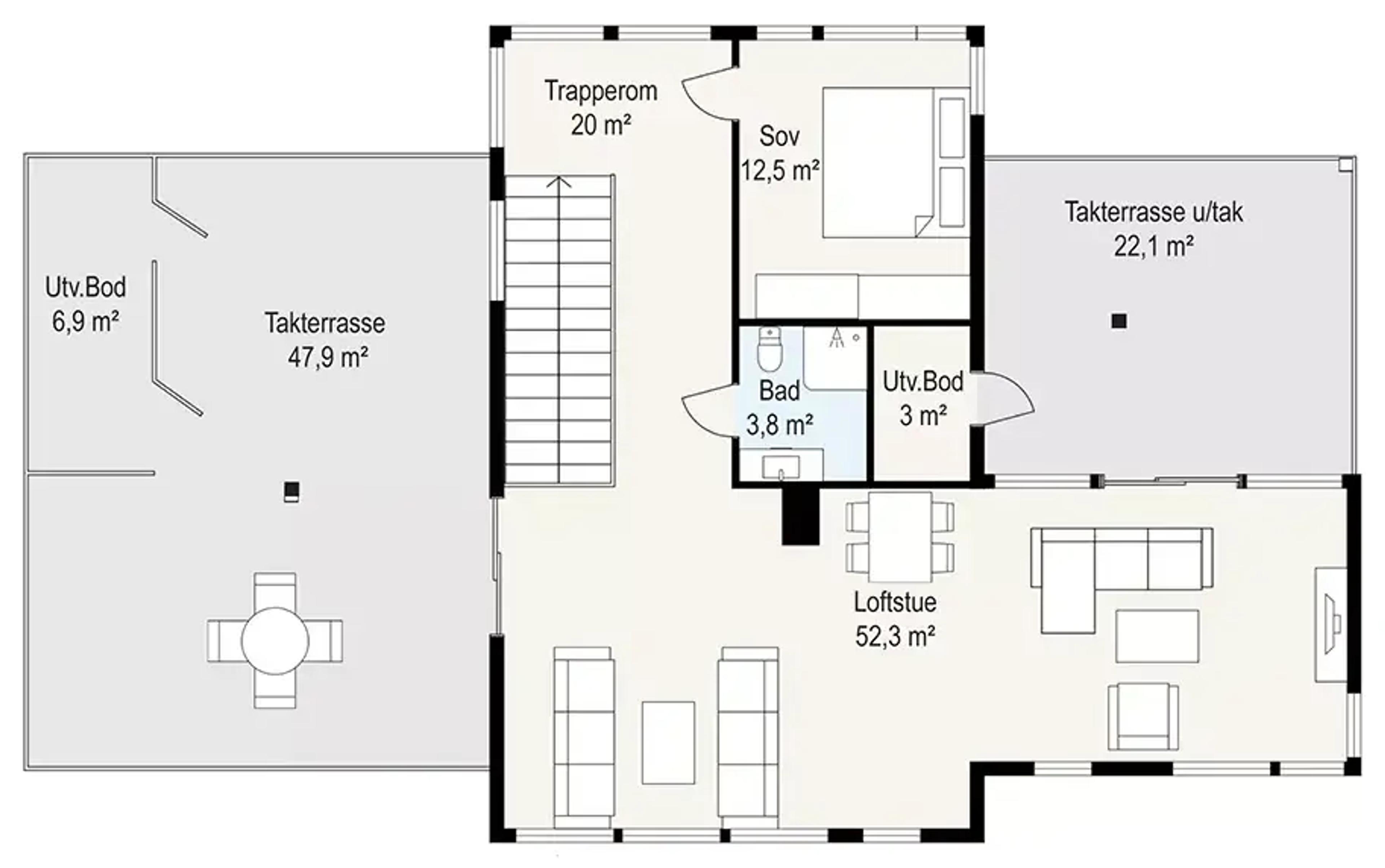 Systemhus Hovden plantegning 2D målsatt andre etasje