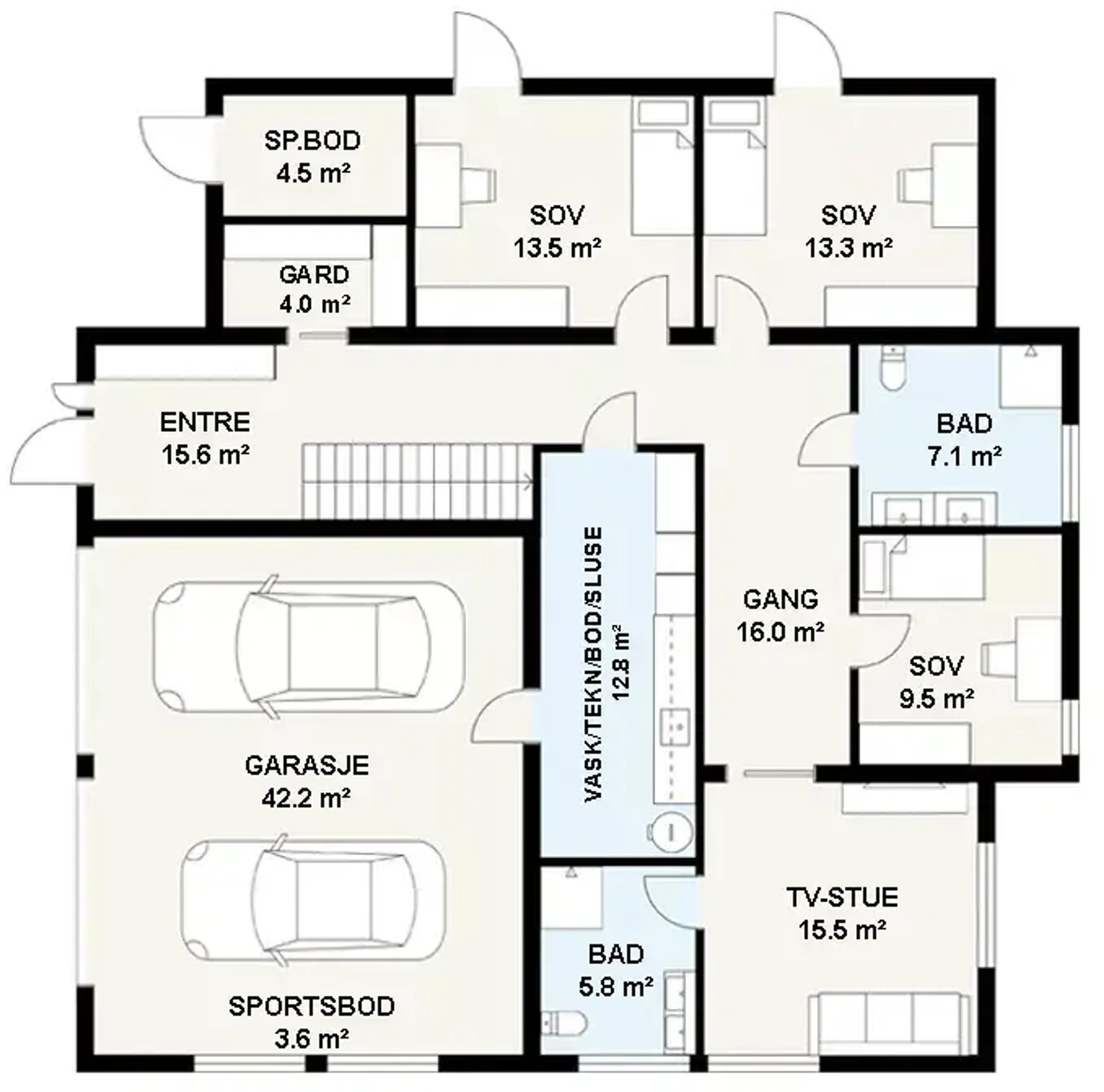 Systemhus Jakob plantegning 2D målsatt første etasje