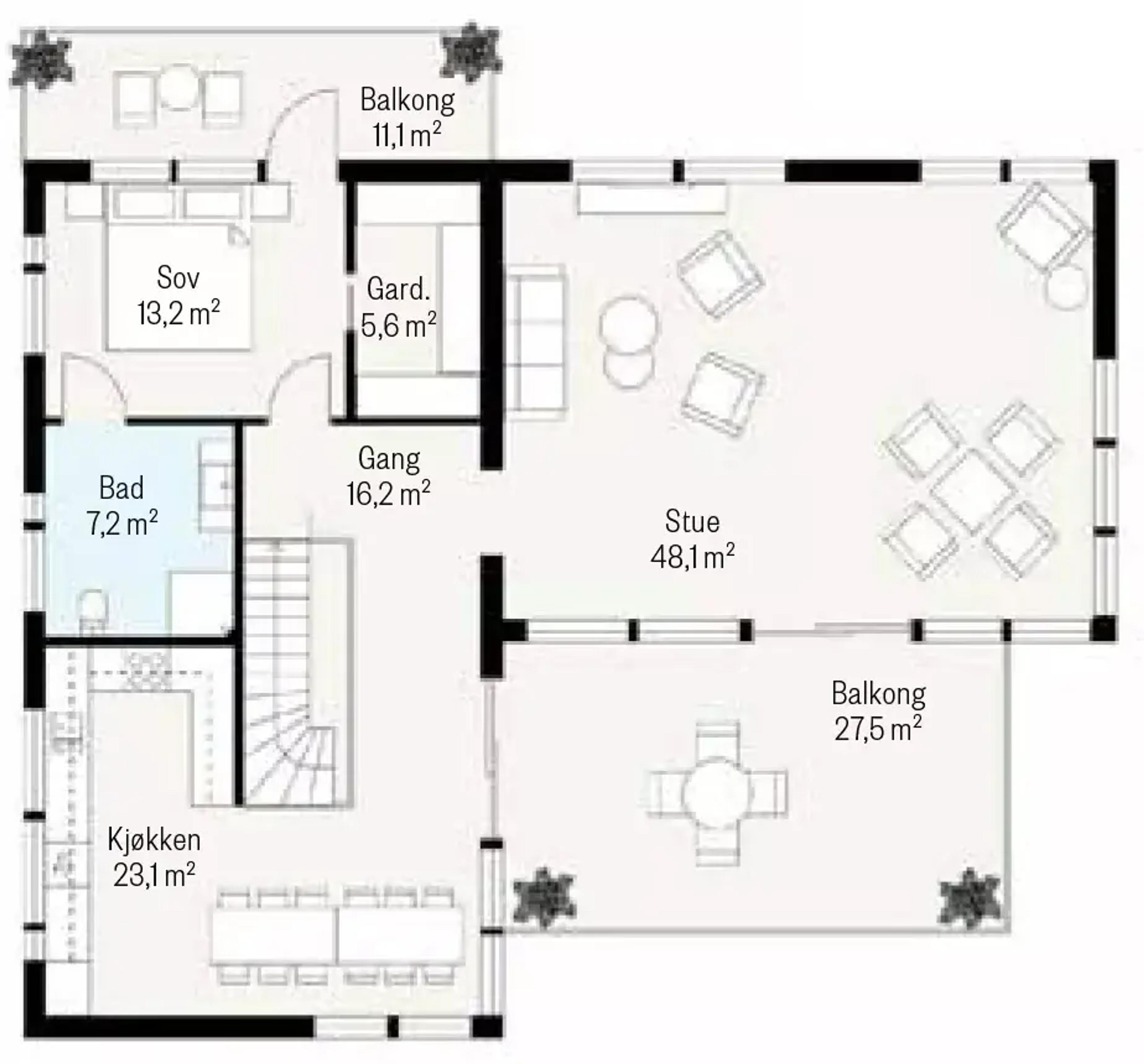 Systemhus Melbu plantegning 2D målsatt første etasje