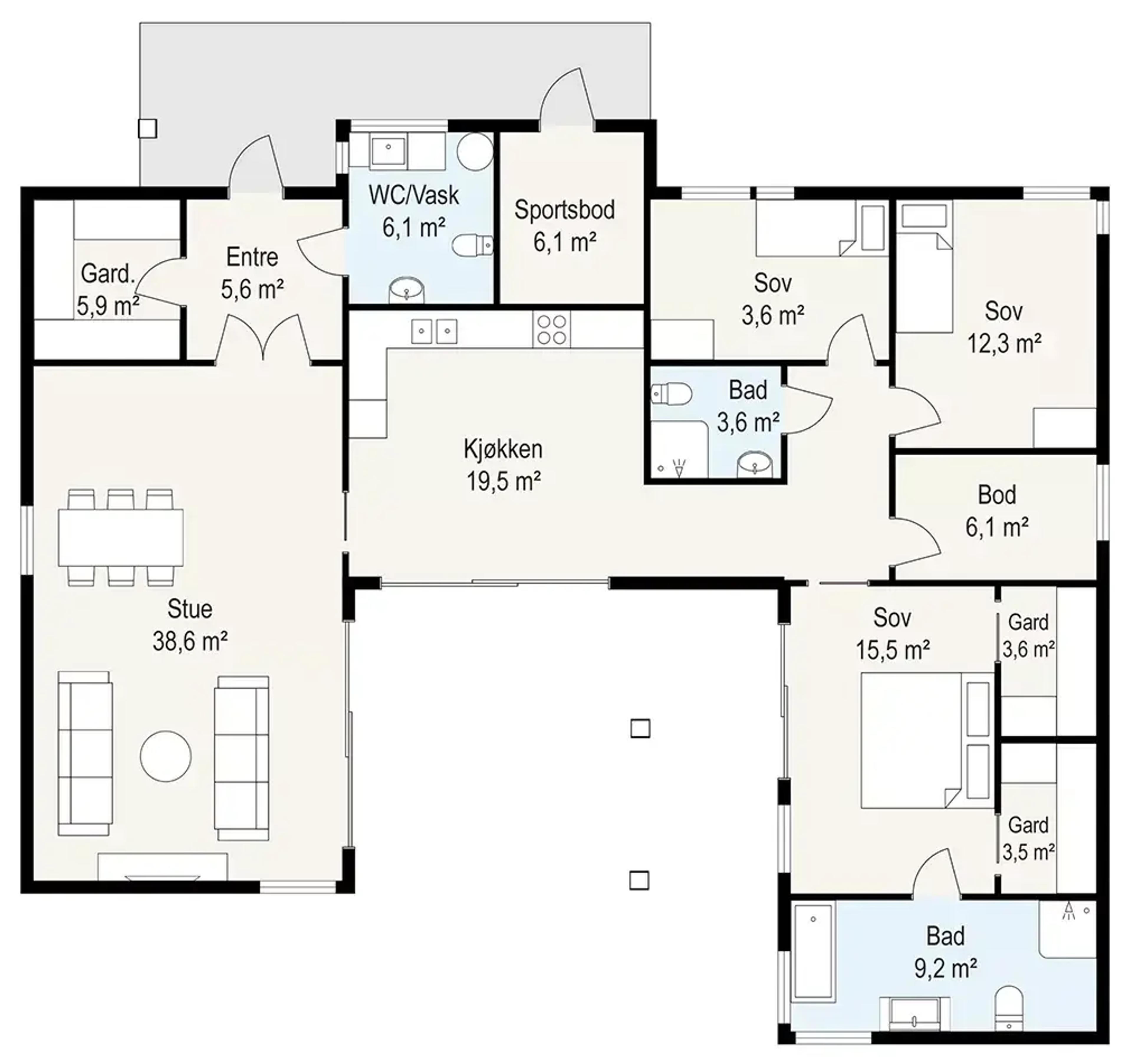 Systemhus Høvik 1 plantegning 2D målsatt