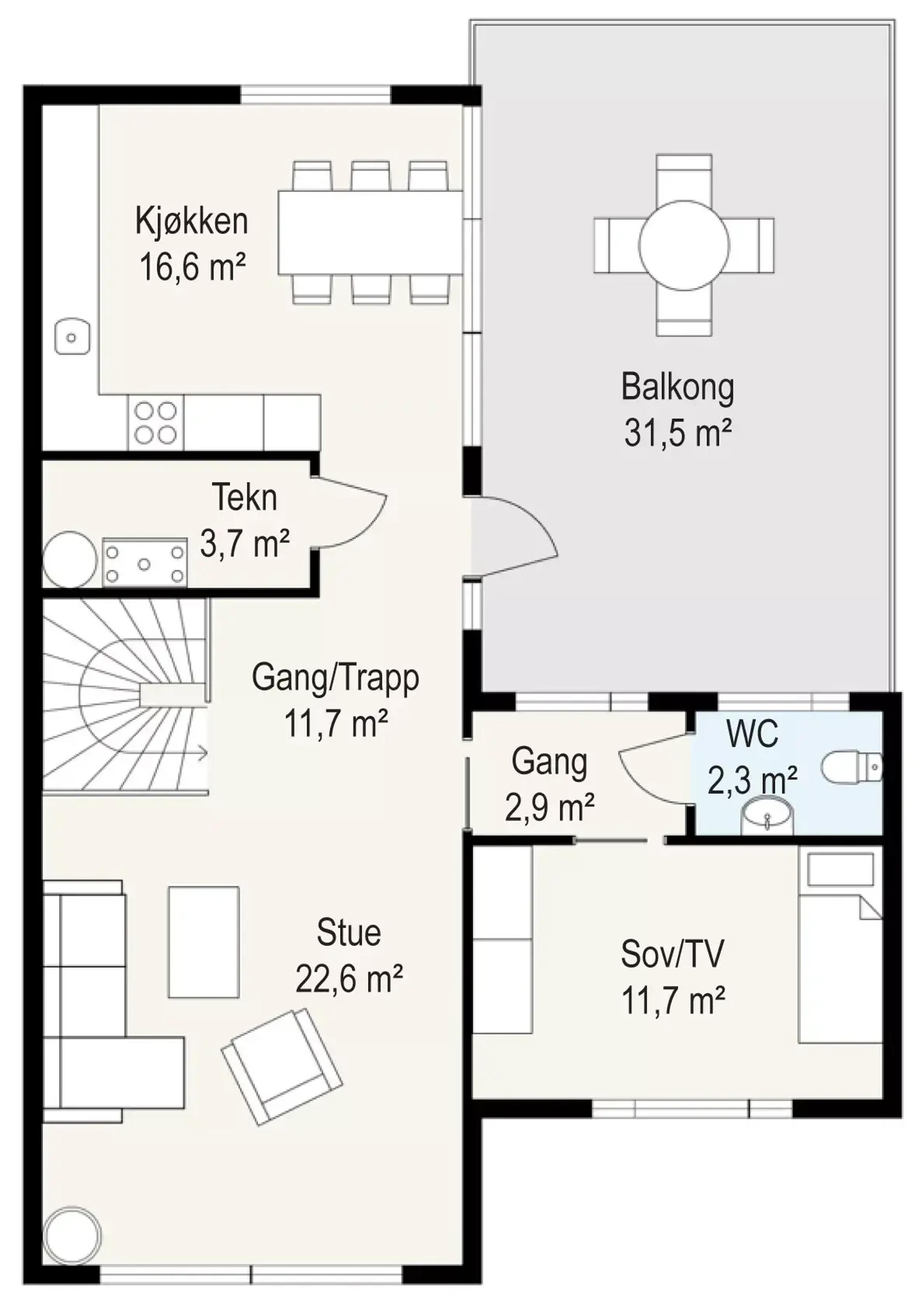 Systemhus Lyngen flat tomt stue oppe andre etasje