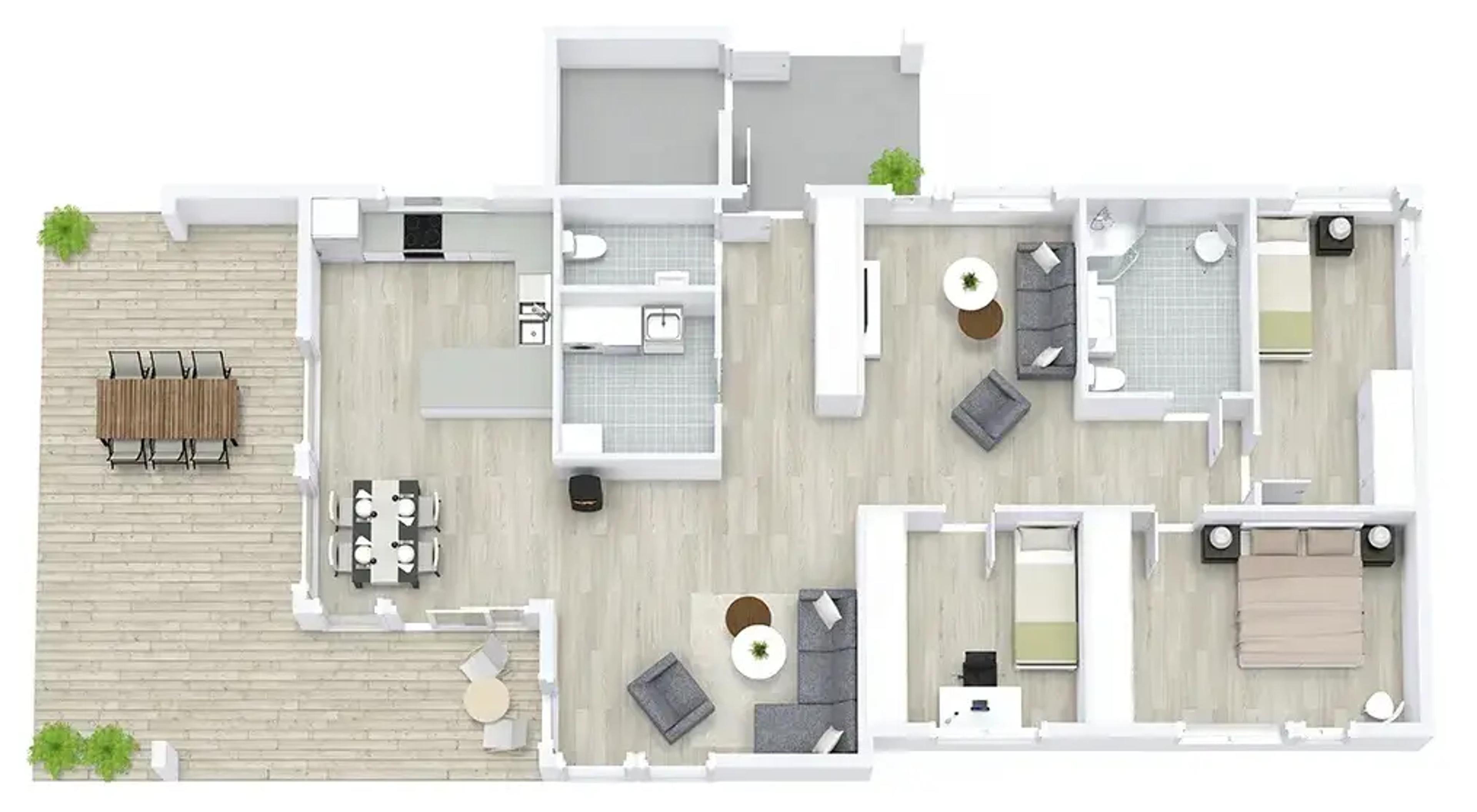 Systemhus Rørvik 3D plantegning ett plan