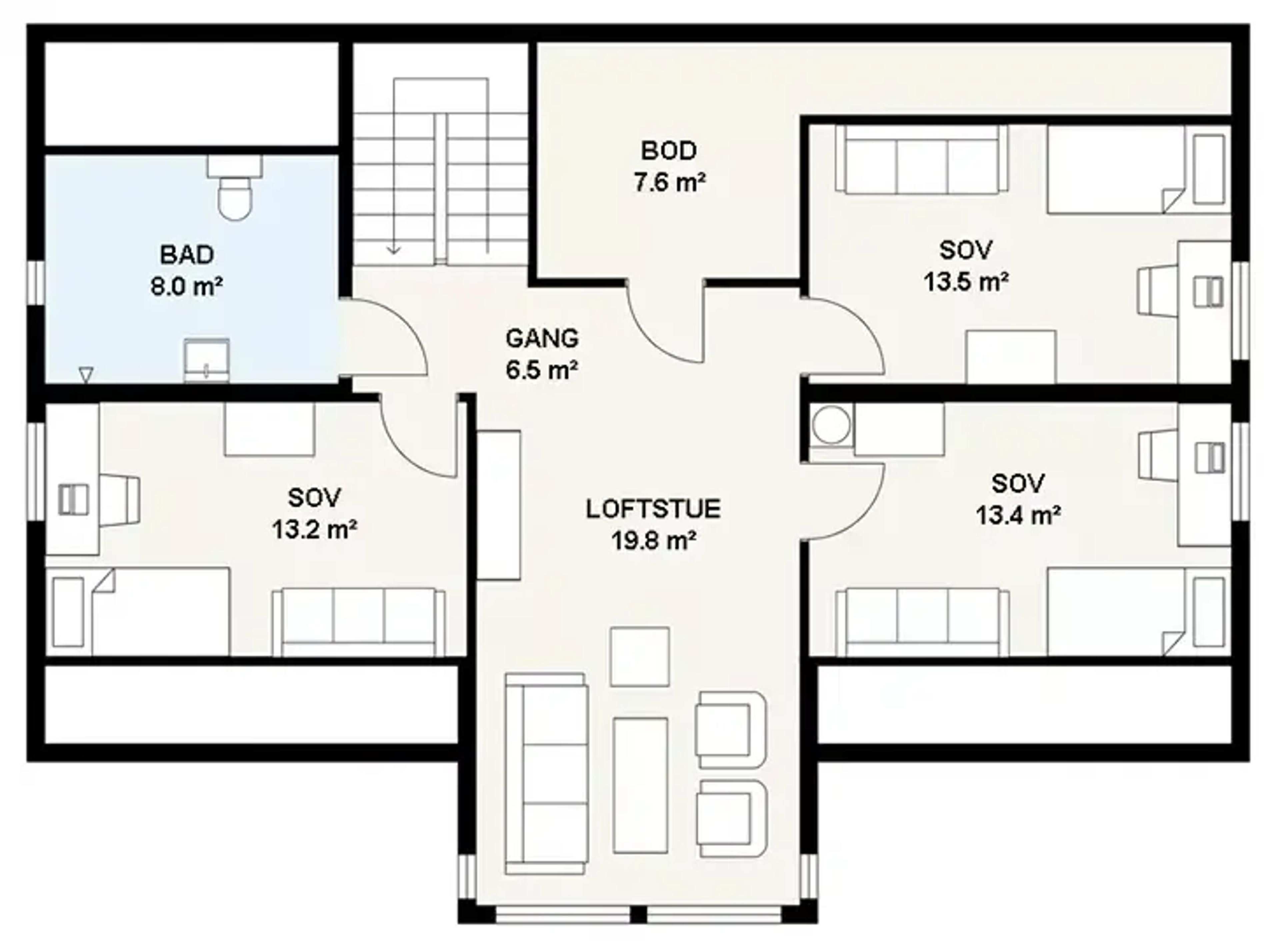 Andre etasje plantegning Systemhus Sande