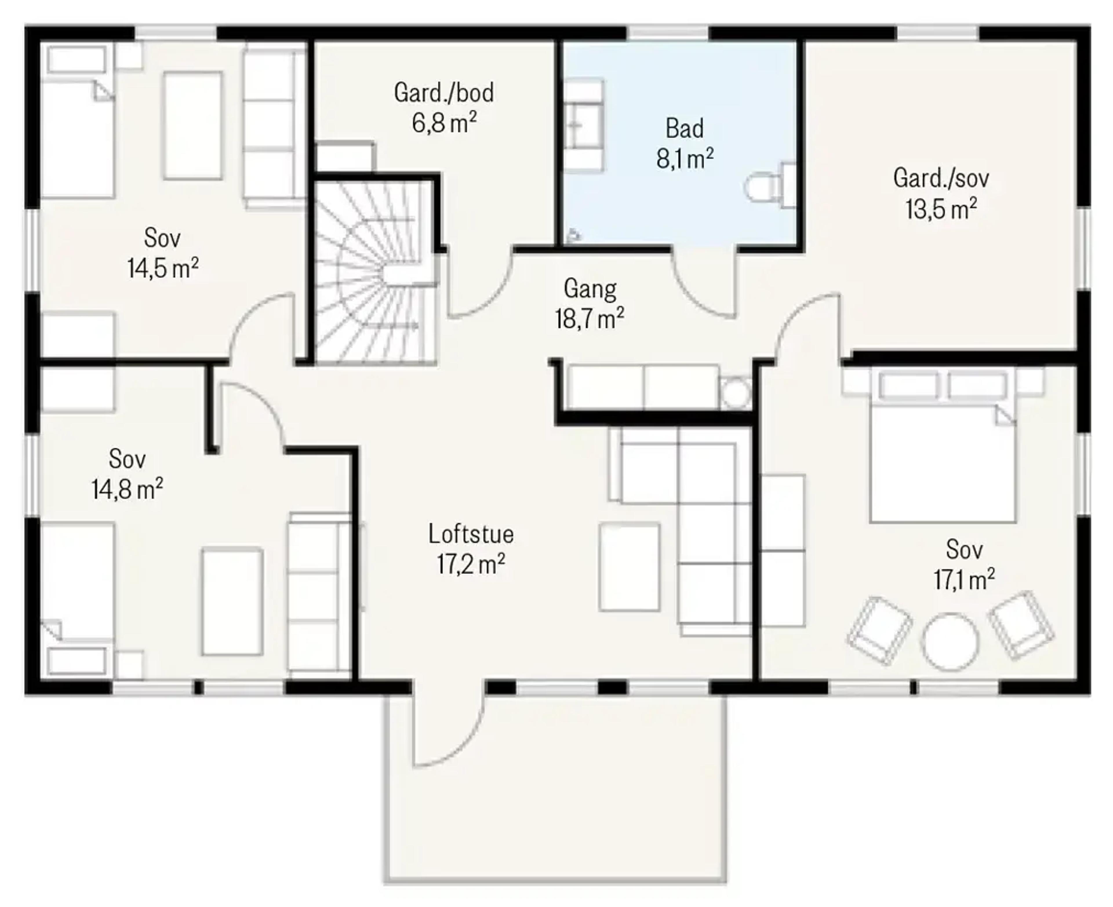 Systemhus Bjørgeseter plantegning 2D andre etasje