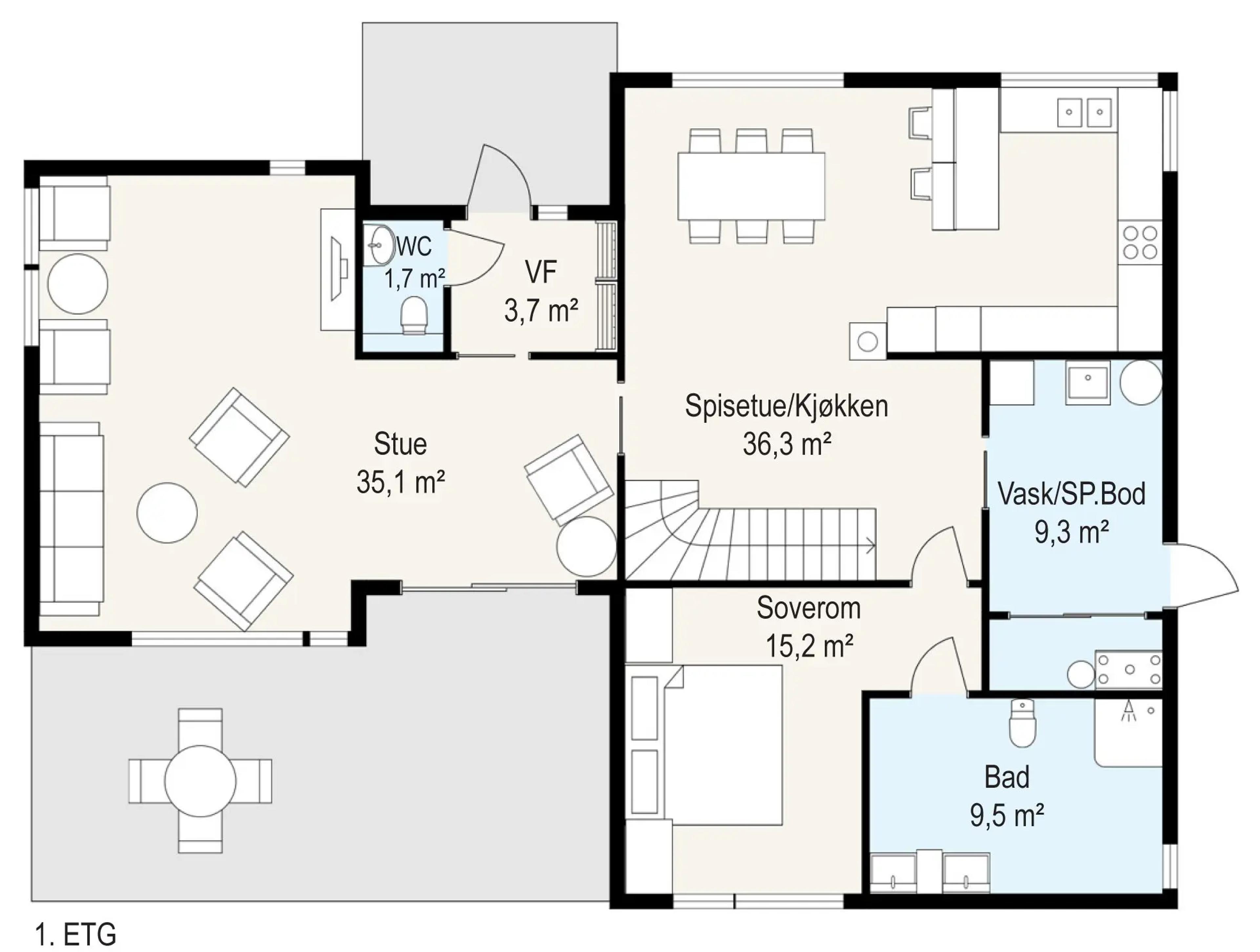 Systemhus Meløy funkishus første etasje