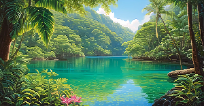 A tranquil scene of the Emerald Pools in Thailand with bright turquoise water and lush greenery surrounding it.