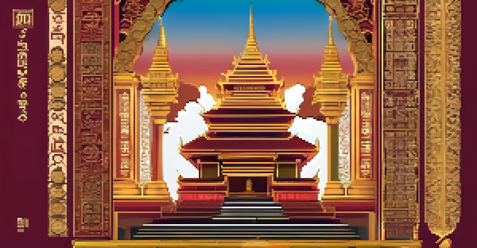 An artistic film festival poster design featuring Thai motifs, colors, and cinematic elements.