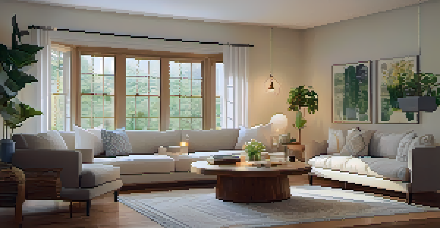 A warm and inviting retreat space with cozy seating, soft lighting, and potted plants.