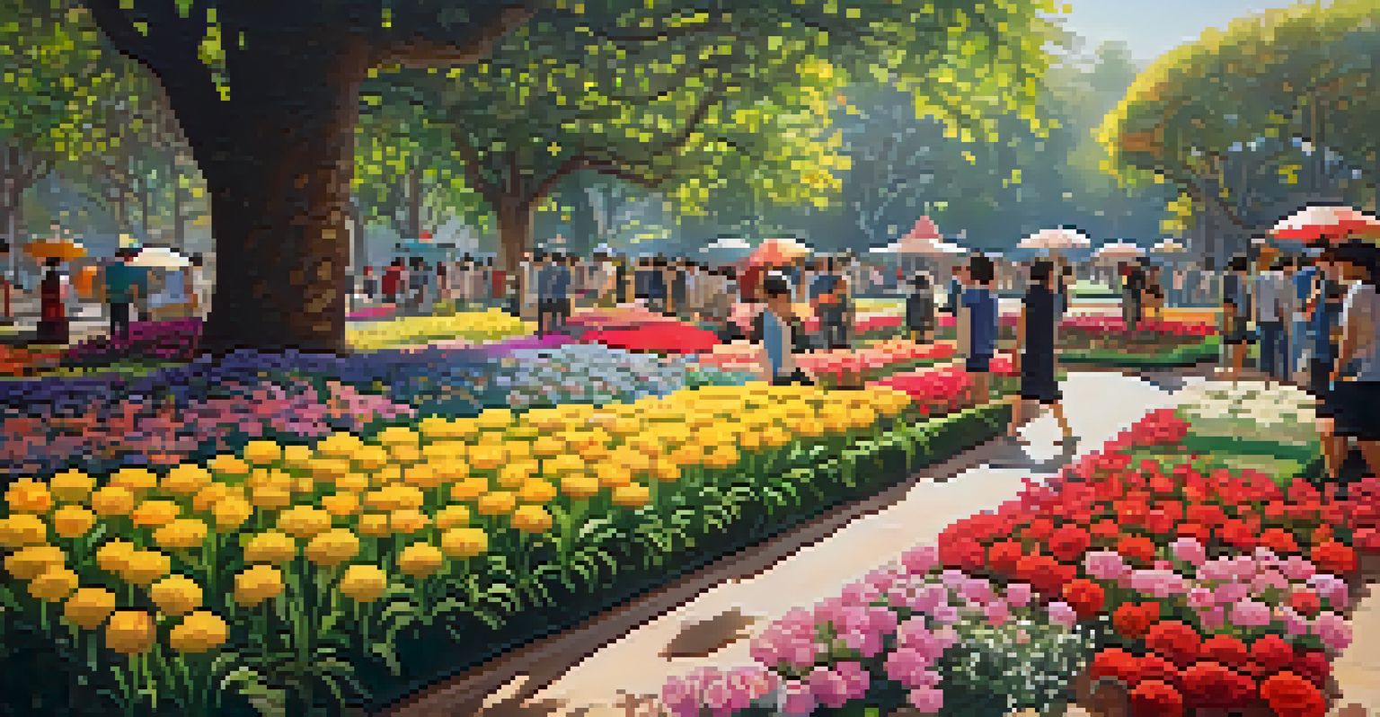 A beautifully arranged themed garden filled with colorful flowers at the Chiang Mai Flower Festival.