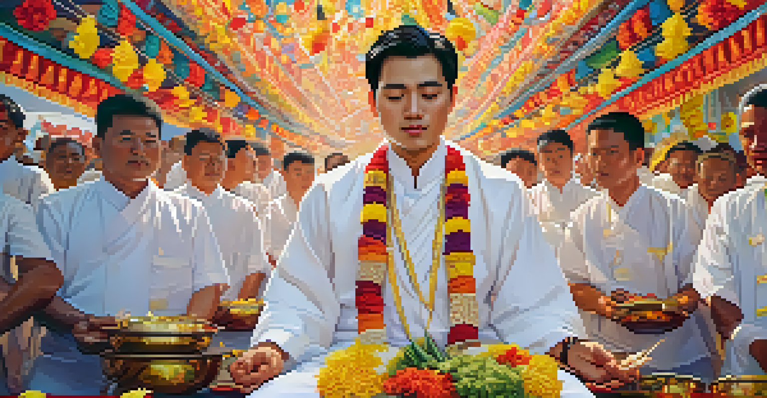 A portrait of a participant in trance during the Vegetarian Festival, showcasing their devotion and cultural attire.
