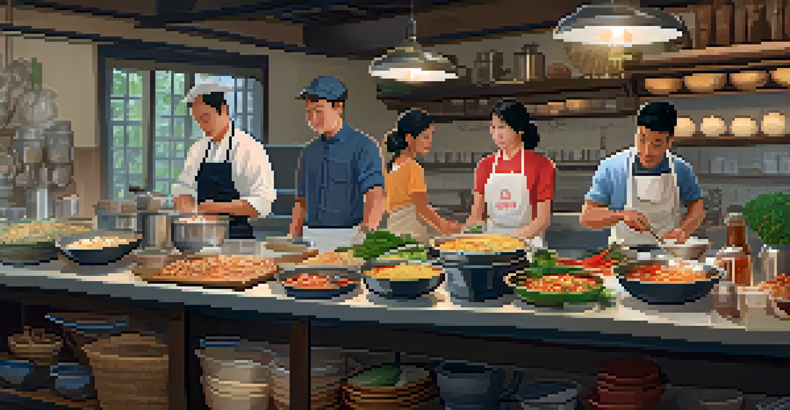 A cooking class where students are learning to prepare traditional Thai dishes with a local chef.