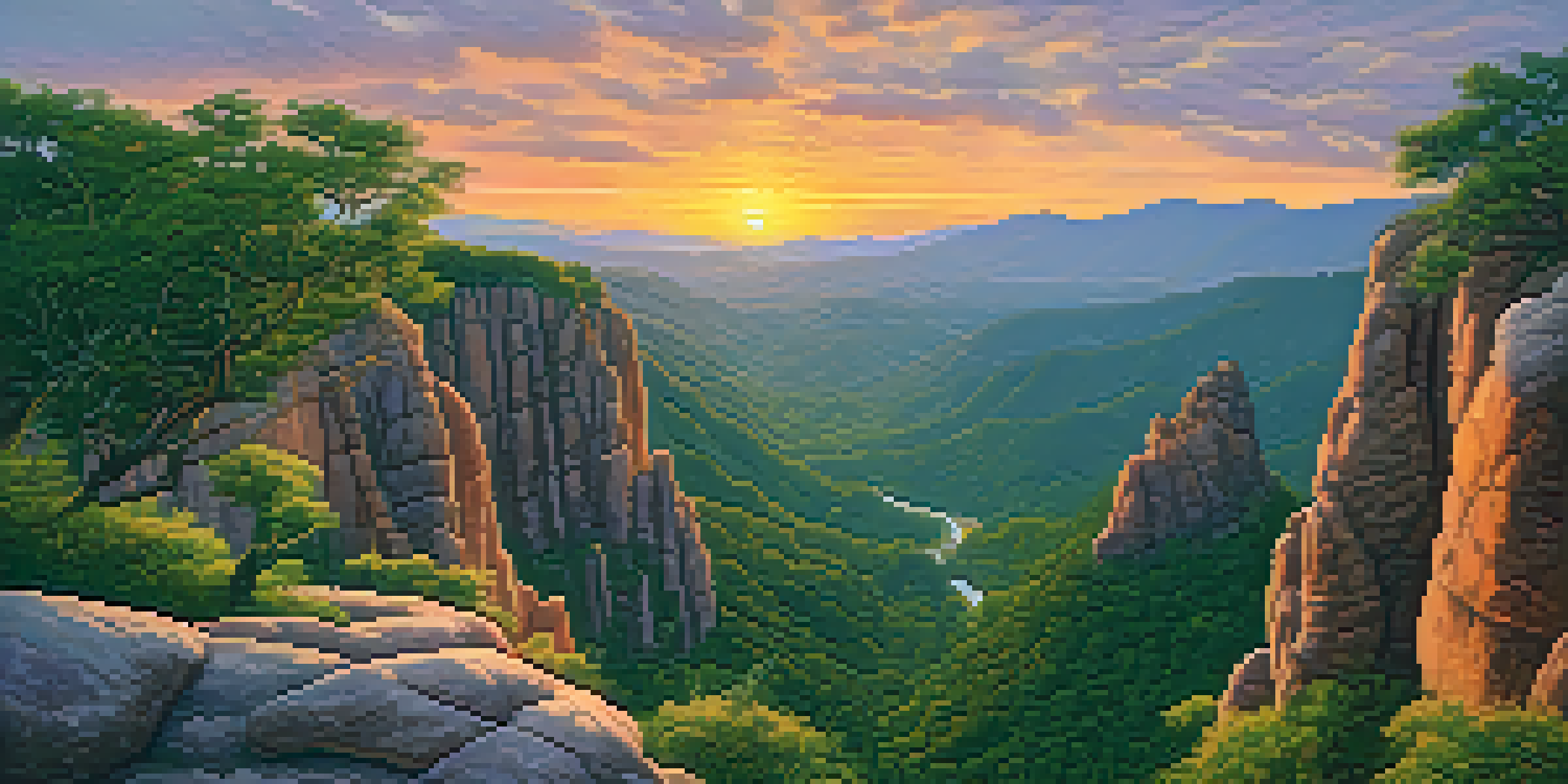 A beautiful sunset over Pai Canyon with vibrant colors in the sky and unique rock formations.