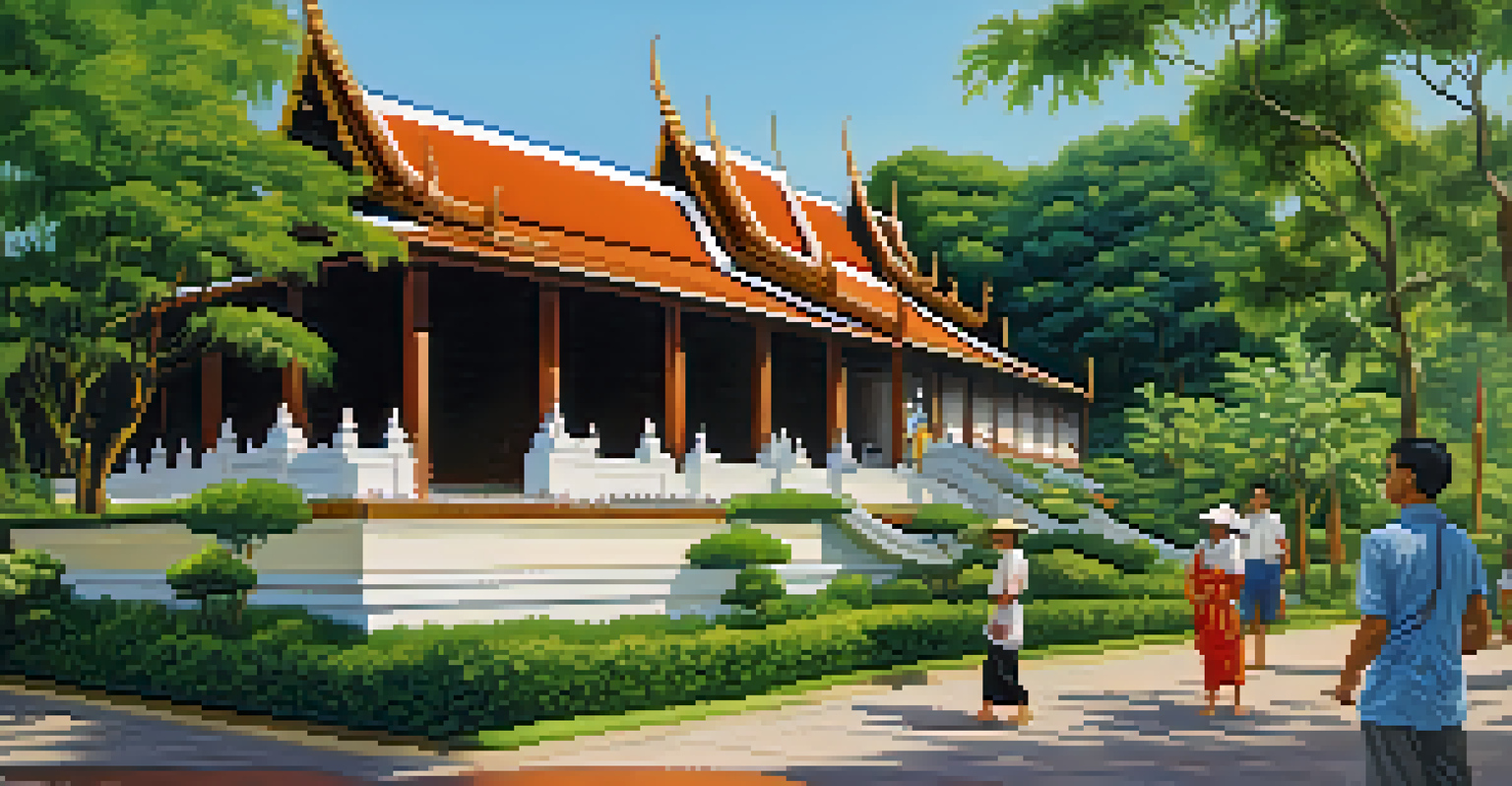 The Chiang Mai Art Museum, showcasing local artisans and Northern Thai design amidst lush greenery and blue skies.