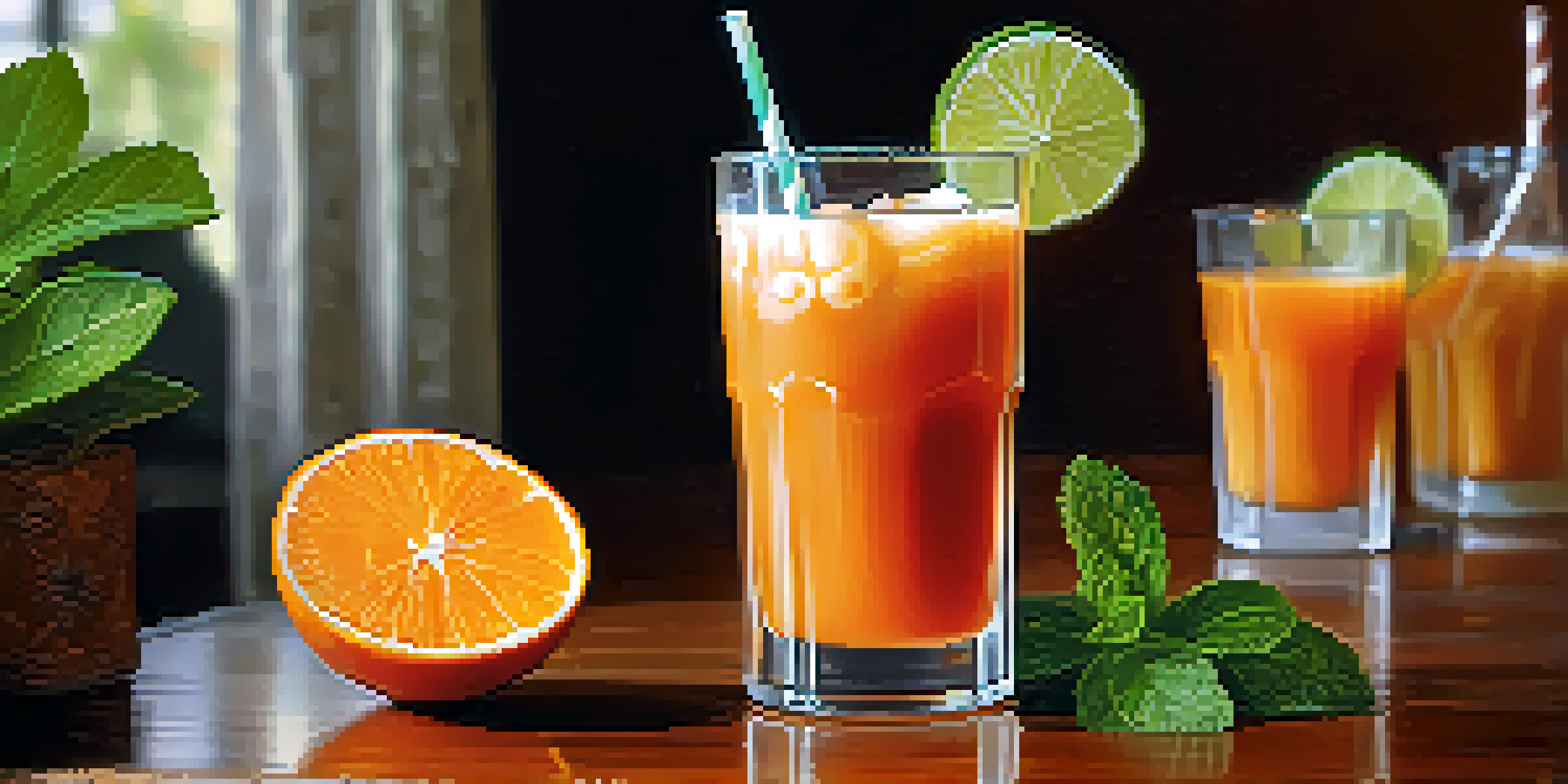 A glass of traditional Thai iced tea with layers of orange tea and creamy milk, garnished with mint leaves and a slice of lime, on a wooden table.