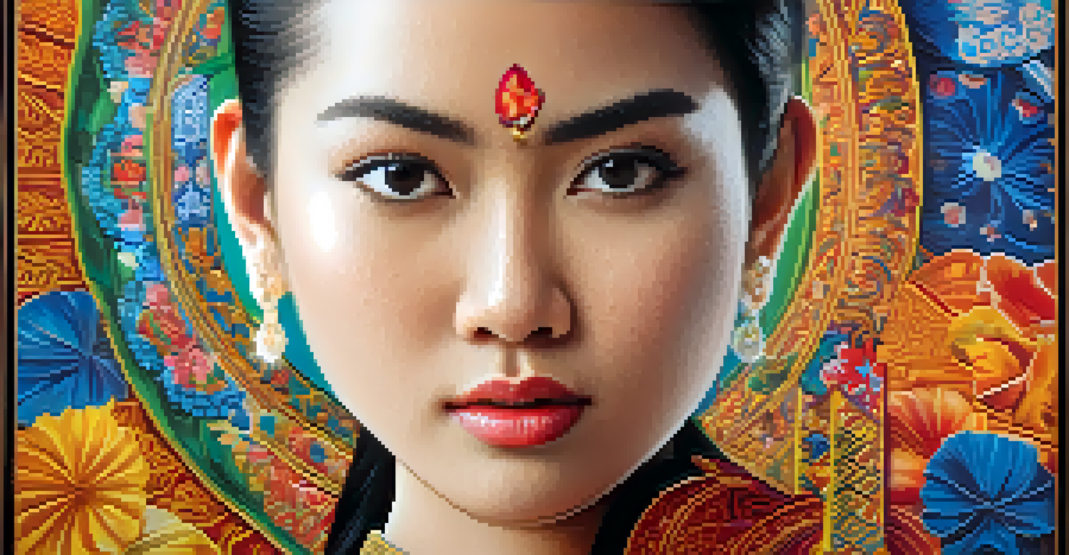 A close-up of a Thai film poster at the Pattaya International Film Festival, featuring vibrant colors and intricate artwork.