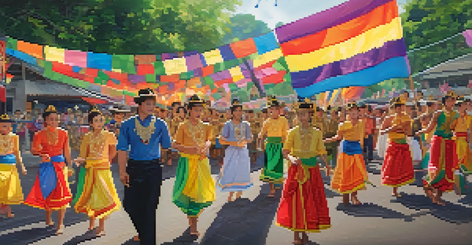 A cozy Chiang Mai Pride event with performers and attendees celebrating in a friendly atmosphere.
