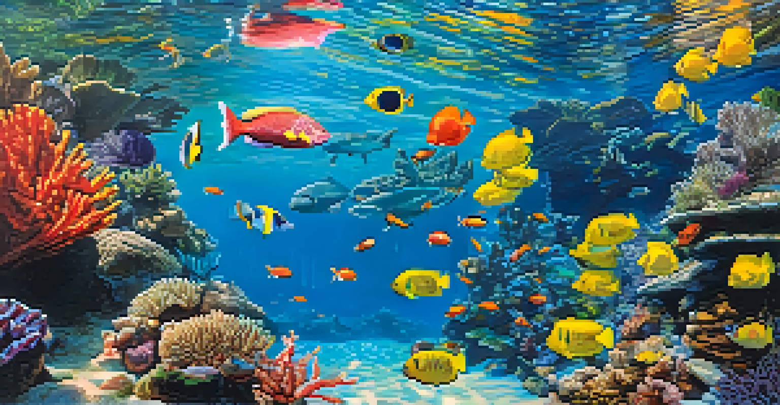 Colorful underwater scene in Koh Tao with coral reefs and tropical fish.