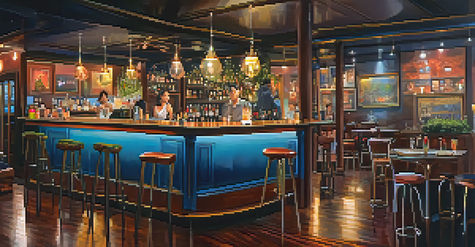 A trendy bar in Bangkok with fairy-tale decor and a live jazz band, patrons enjoying cocktails.