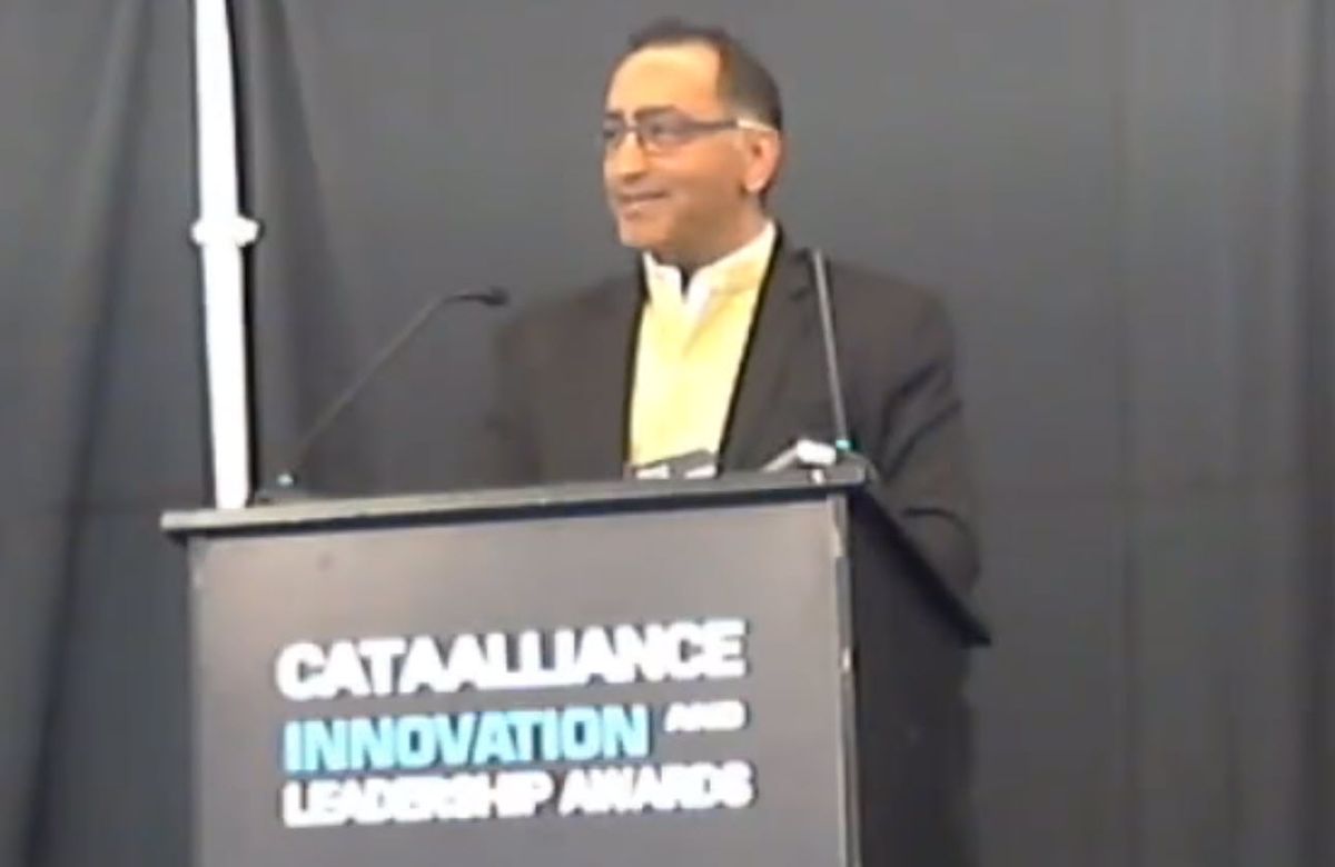 Rohit Joshi giving the acceptance speech