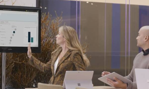 Virksomheds data vises og præsenteres med Power BI på skærmen