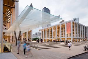 Columbus Avenue entrance with canopies