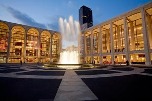 New Revson Fountain at dusk