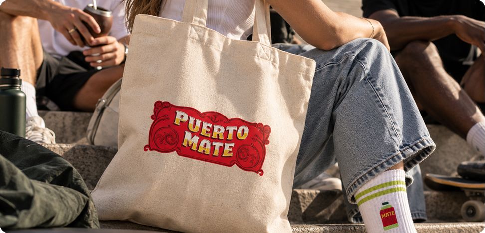 Tote bag en jute avec le logo Puerto Mate