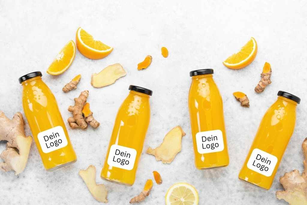 Werbeartikel zum Essen und Trinken Ingwershots mit Logobranding Giveaway Idee Twing